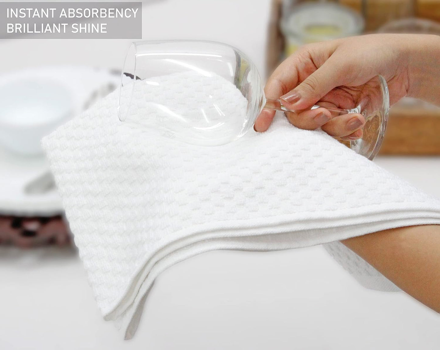 COTTON CRAFT Amazing Kitchen Towel - 12 Pack 100% Cotton Waffle Terry Towel | White - 16x28 inch Euro Café Waffle Weave