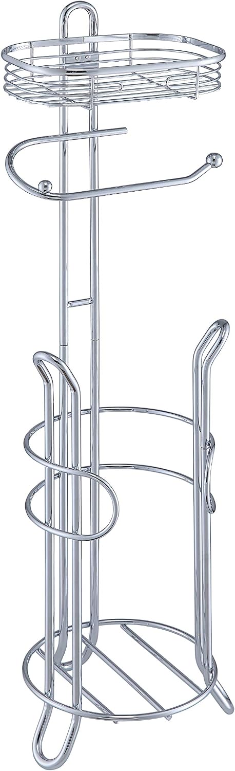 SunnyPoint Bathroom Heavyweight Toilet Tissue Paper Roll Storage Holder Stand with Reserve and Shelve, The Reserve Area