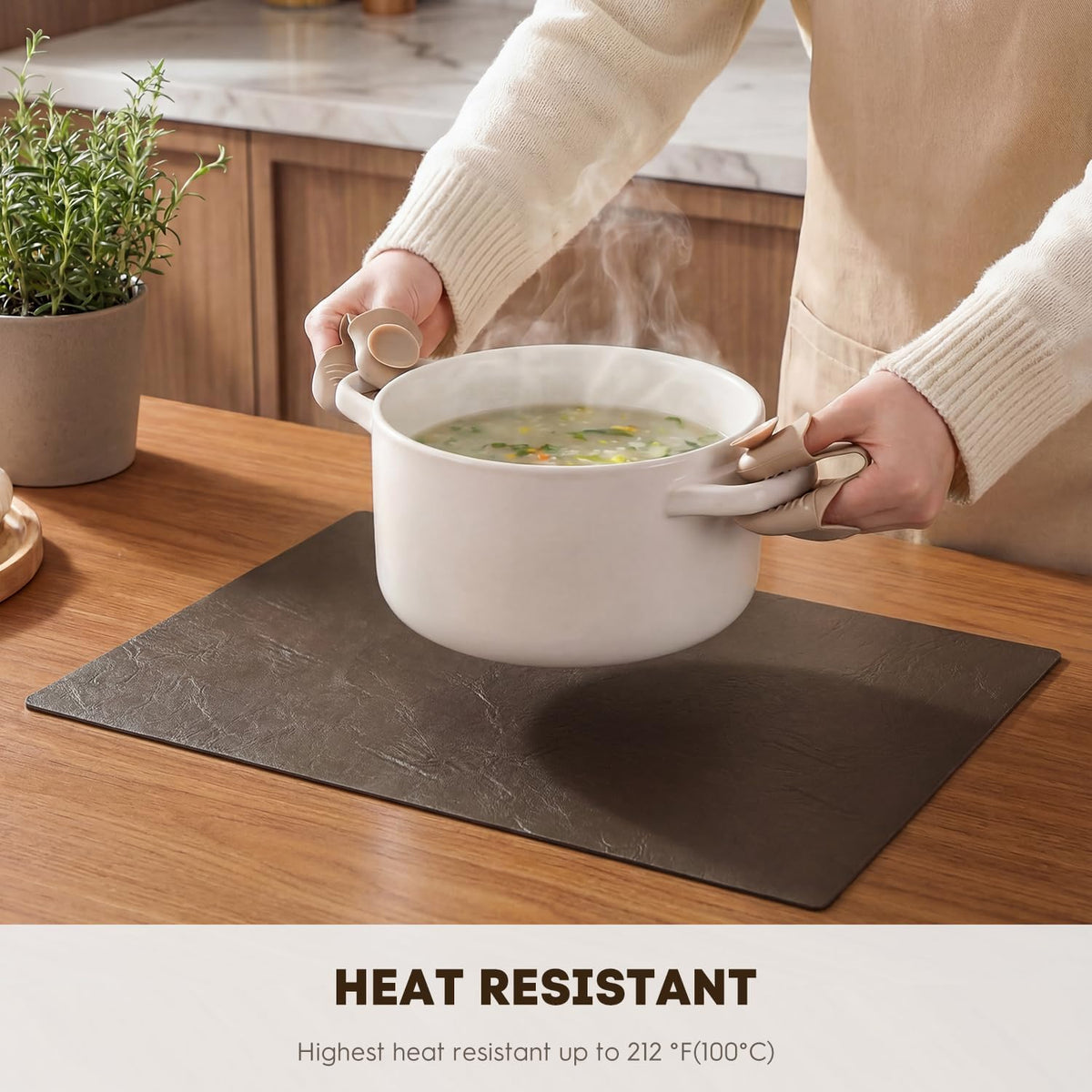 Artoid Mode Coffee Faux Leather Placemats Set of 8, 12x18 Inch Waterproof Wipeable Heat Resistant Vinyl Place Mats