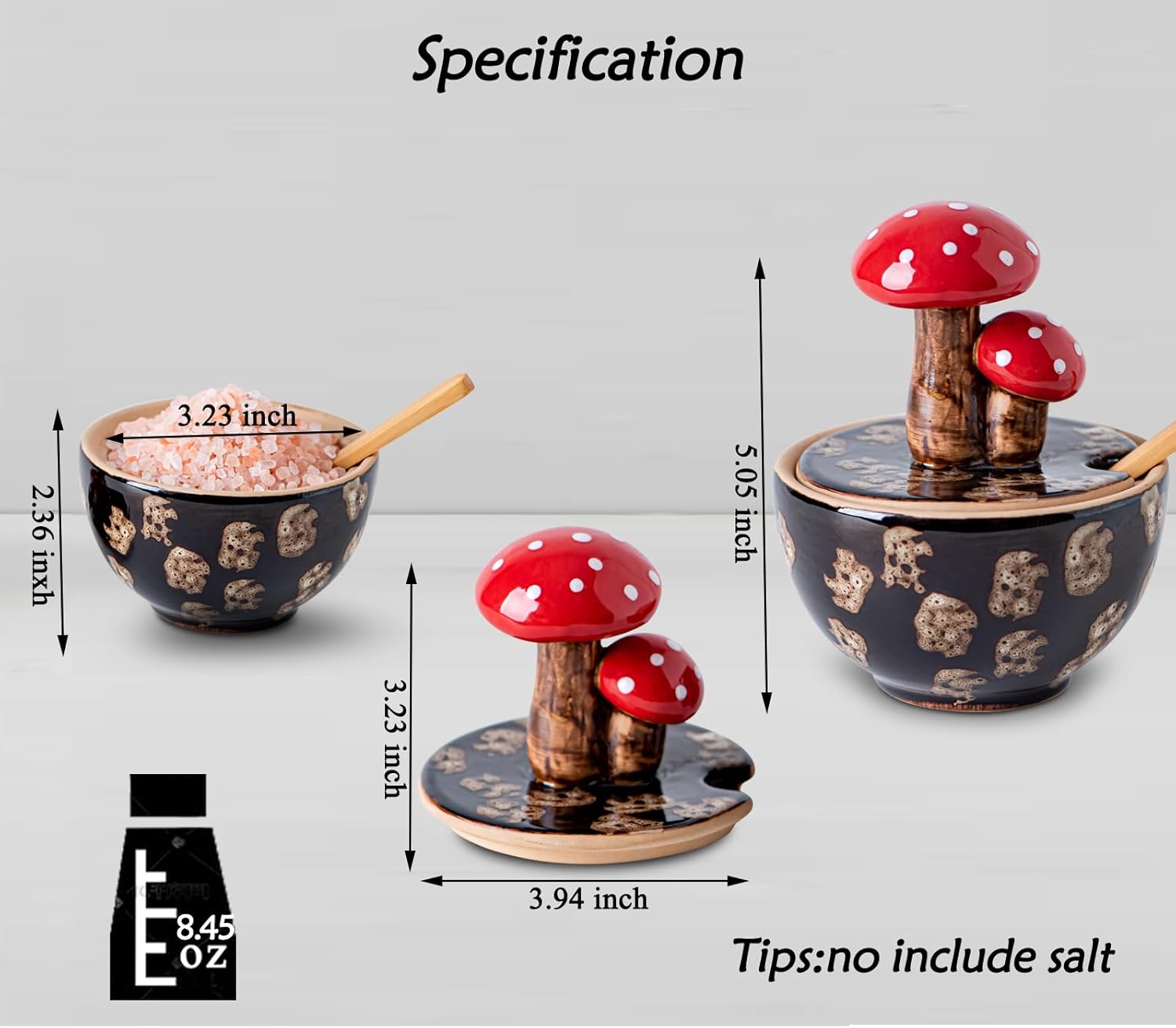 Ceramic Mushroom Salt Cellar / Brown