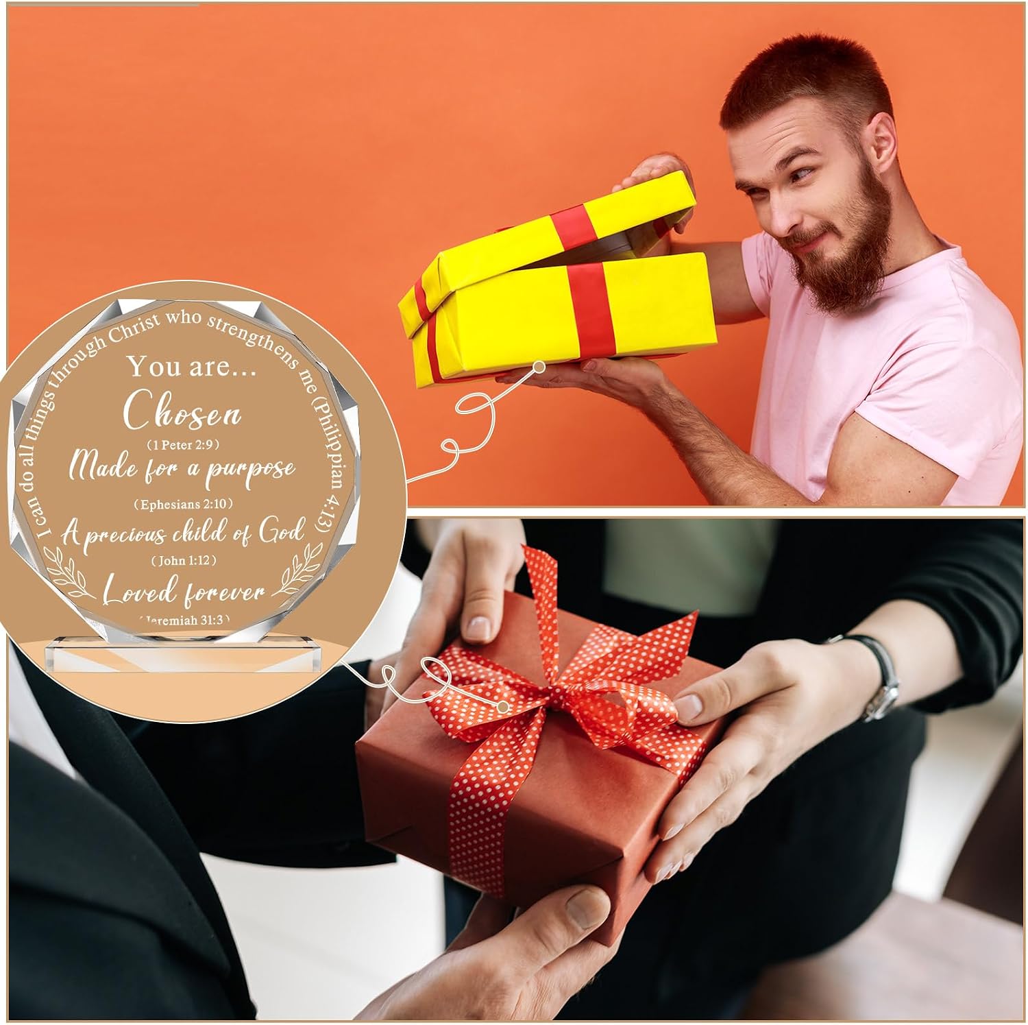 Christian Gifts for Men Inspirational Spiritual Religious Bible Verses Plaque Thank You / Modern
