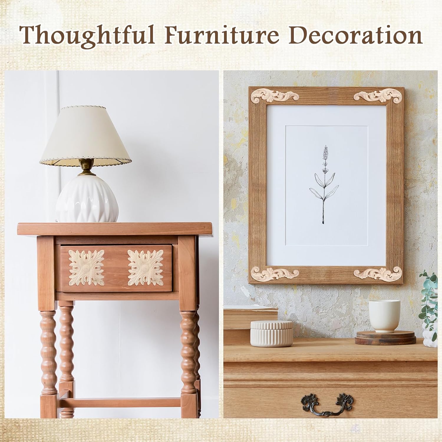 Wood Appliques and Onlays for Furniture Carved Onlays DIY / Adorable Style / Large Size / Set of 8