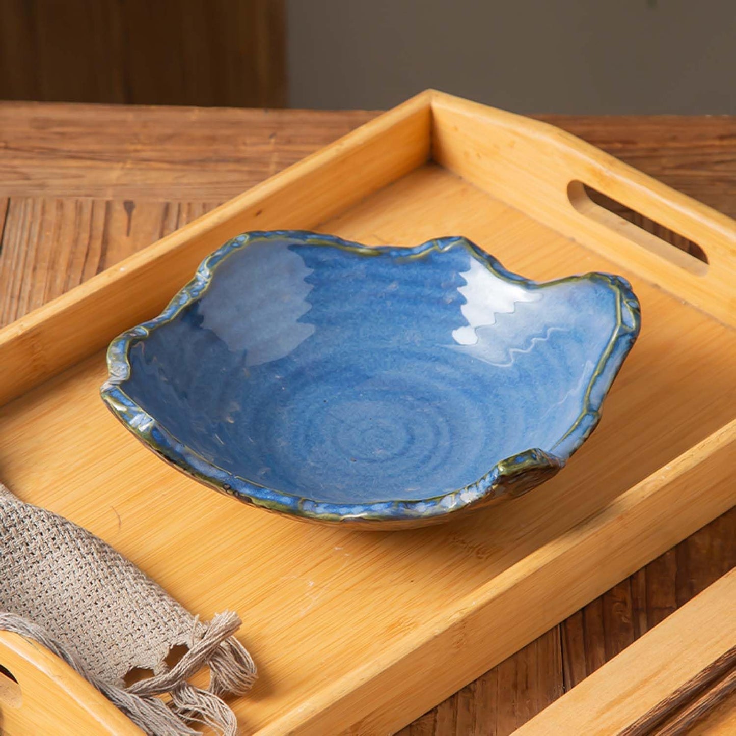 8" Small Ceramic Decorative Bowl 1 Pice / Blue