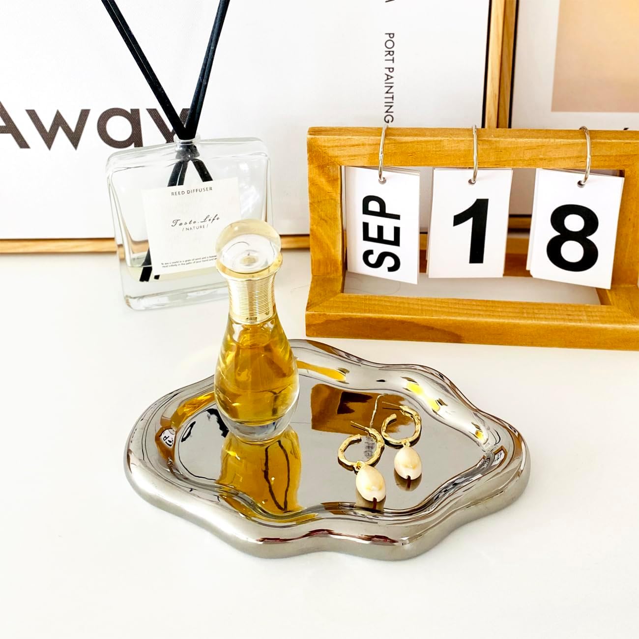 Ceramic Jewelry Tray / Silver