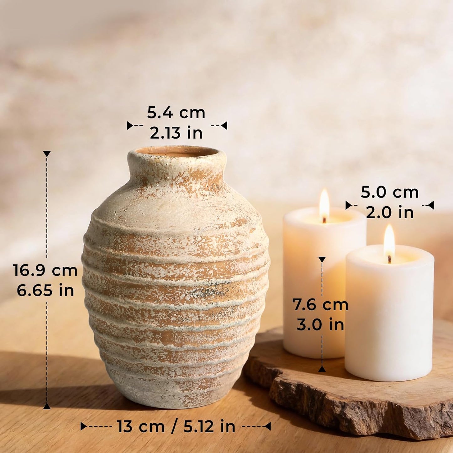Terracotta Ceramic Vase / 6.6 Inch
