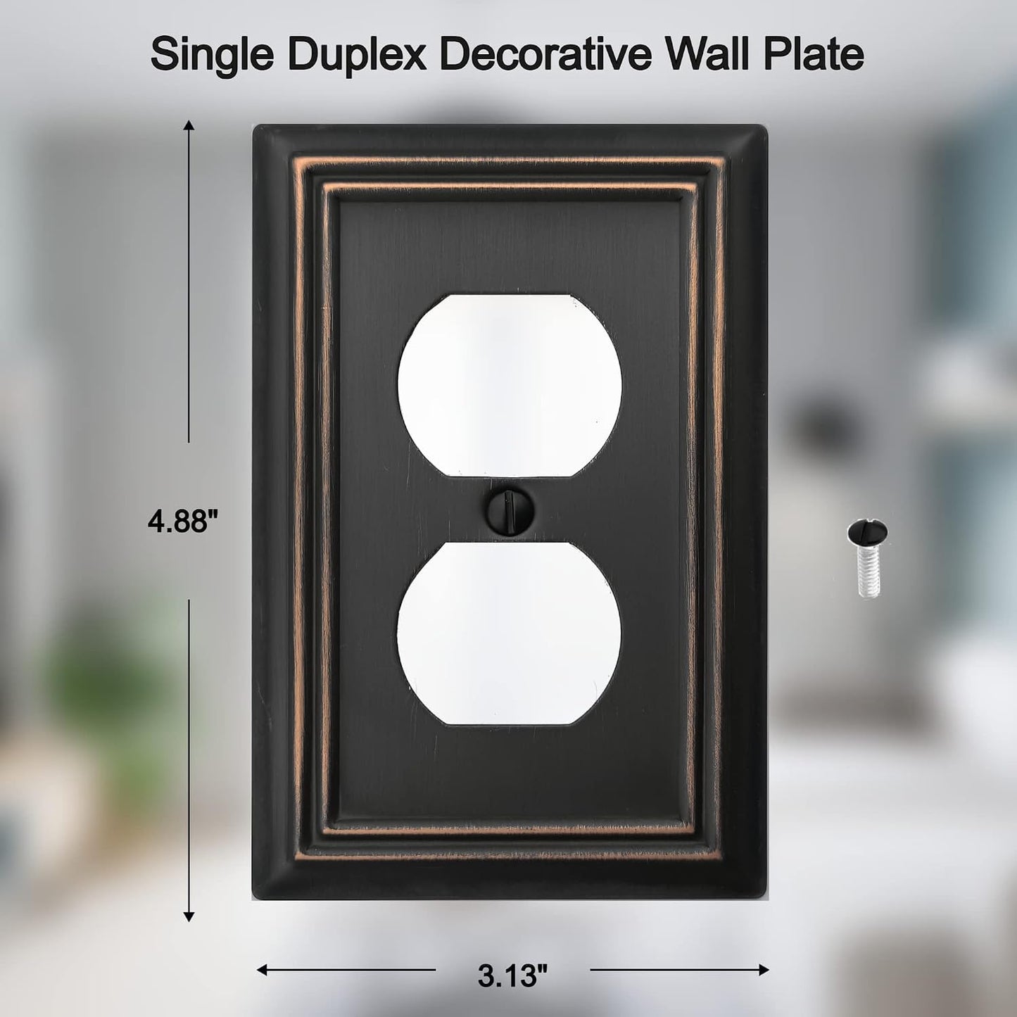 OKAWYC Single Duplex Outlet Light Switch Cover Adler Metal Wall Plate, 6-Pack Aged Bronze 1 Gang, for Receptacle Light