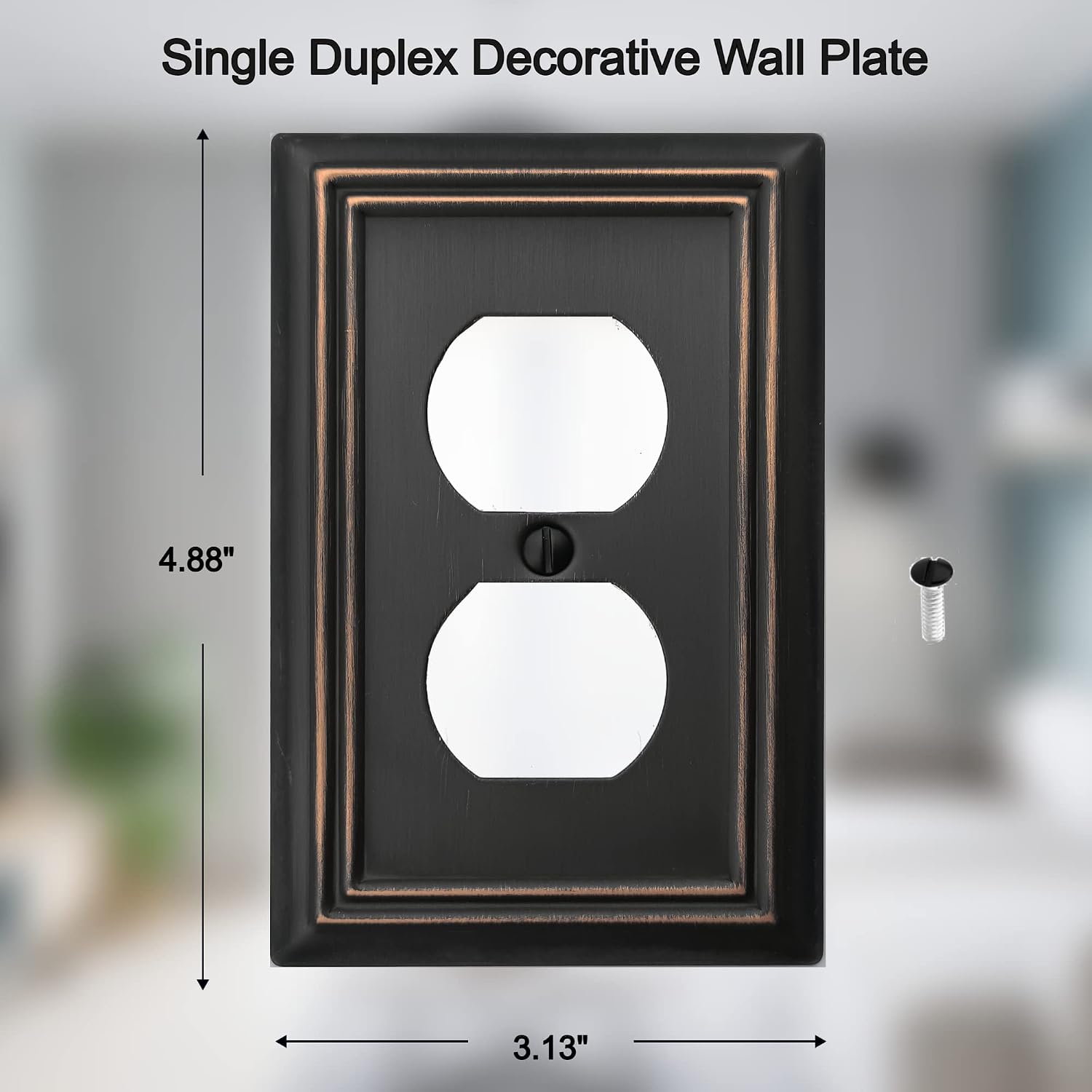 OKAWYC Single Duplex Outlet Light Switch Cover Adler Metal Wall Plate, 6-Pack Aged Bronze 1 Gang, for Receptacle Light