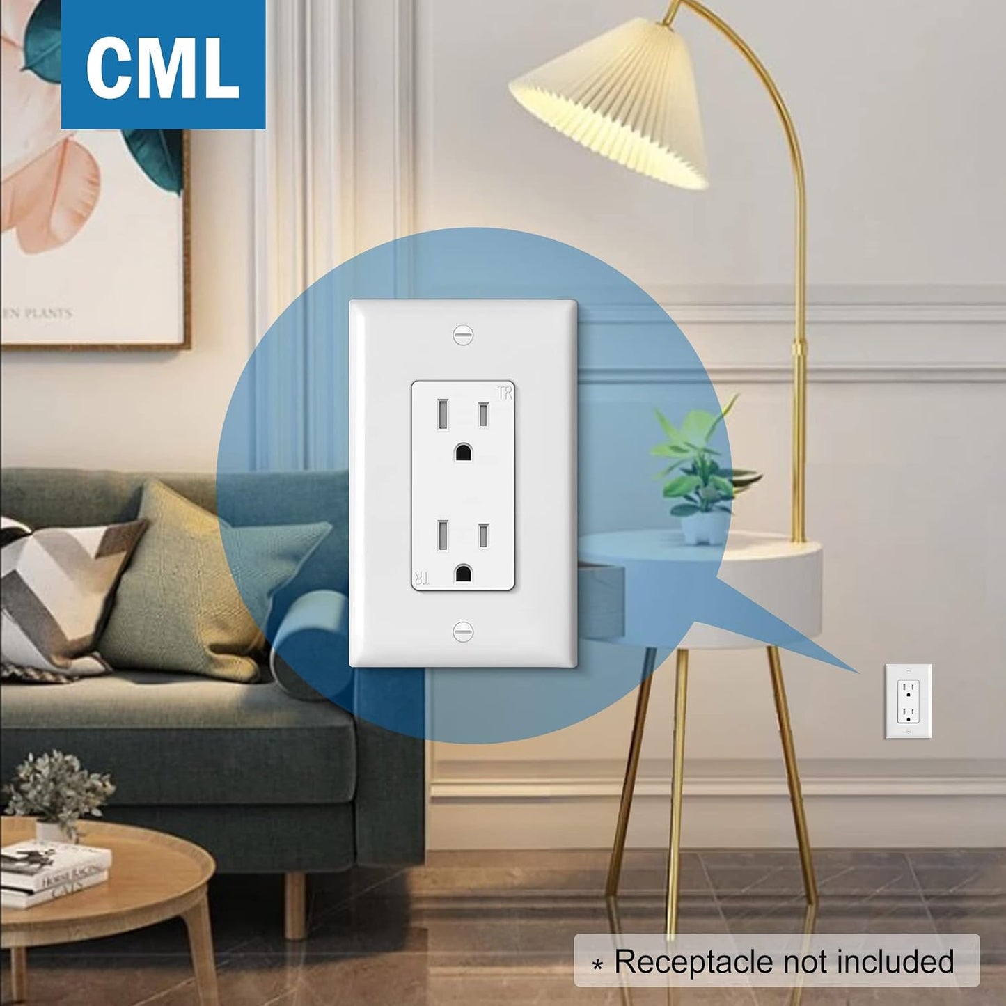 CML Mid-Size Decorator Wall Plates, 40 Pack Electrical Outlet Receptacle Covers, 1-Gang Switch Plates, Midway Size