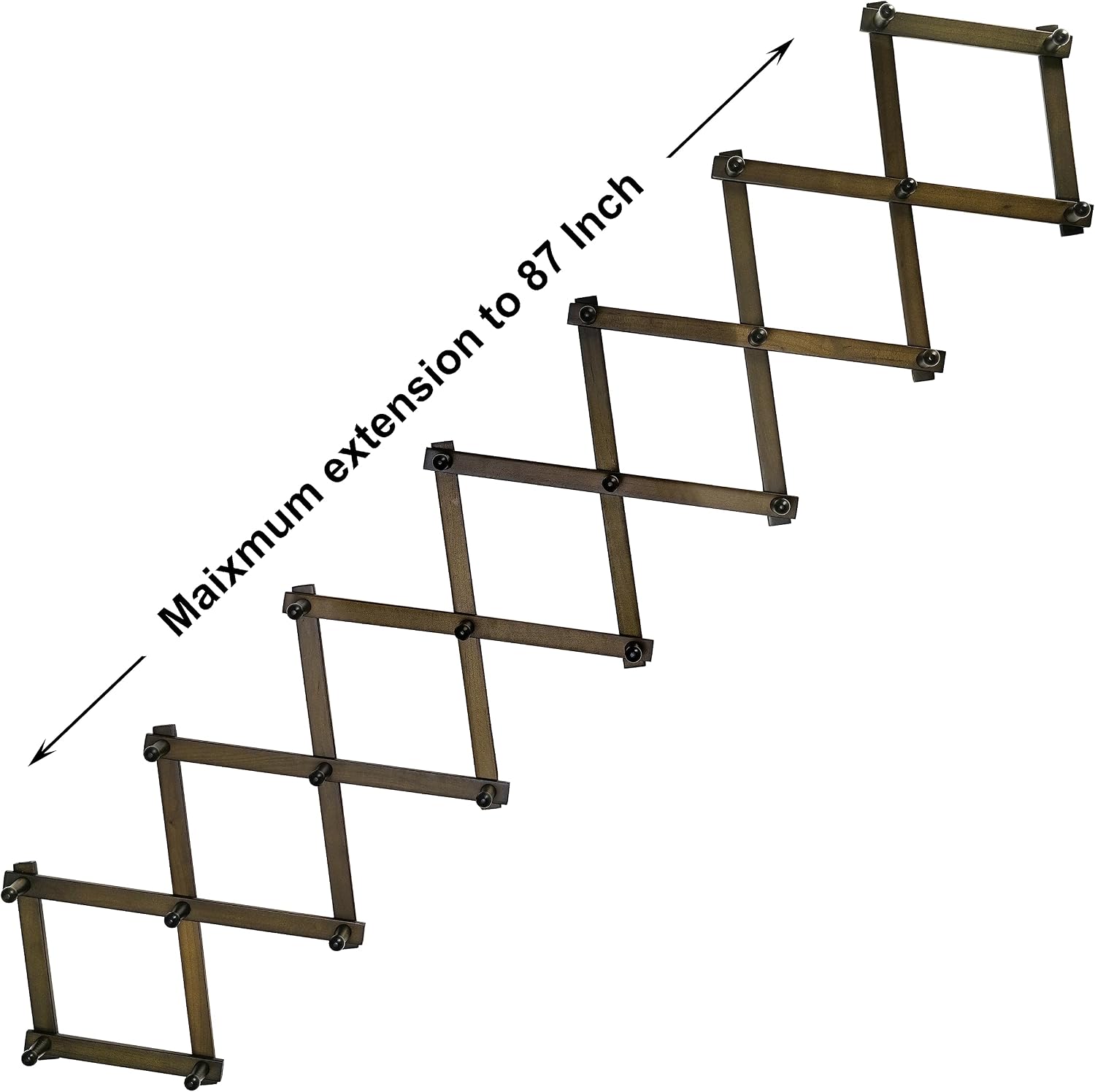 SKOLOO Accordion Wall Hanger with 22 Hooks, Modern Expandable Coat Rack Hat Rack for Wall, Solid Wooden, Dark Walnut
