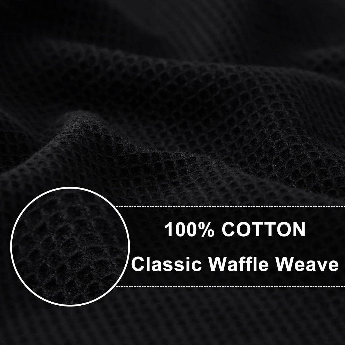 Homaxy 100% Cotton Waffle Weave Kitchen Towels, 12 Pack, Black | Soft and Absorbent Dish Towels, 16 x 26 Inches Quick