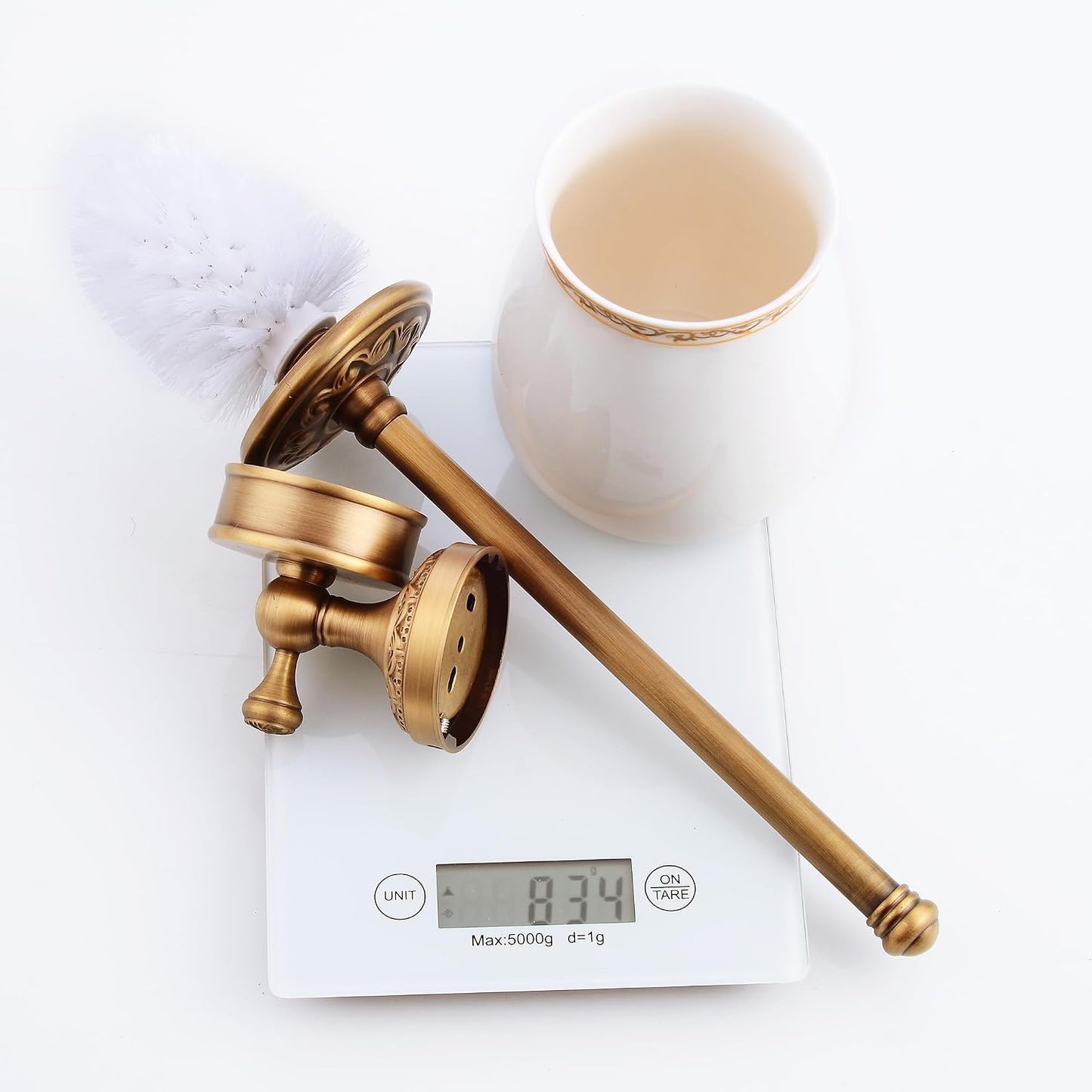 Wall Mounted Bathroom Toilet Brushed Holder Set, Antique Brass Pattern Carving,Brushed Bronze