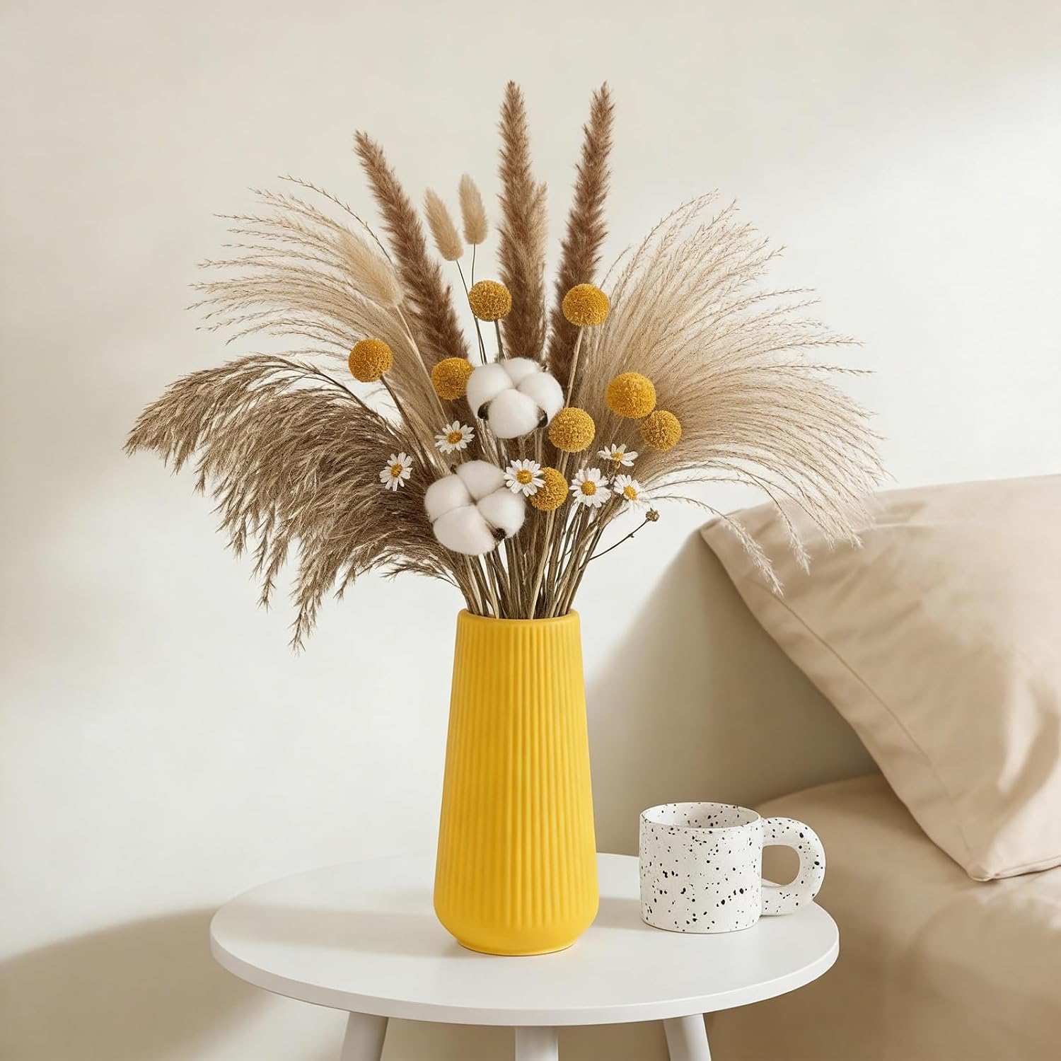 Ceramic Vase for Pampas Grass / Yellow