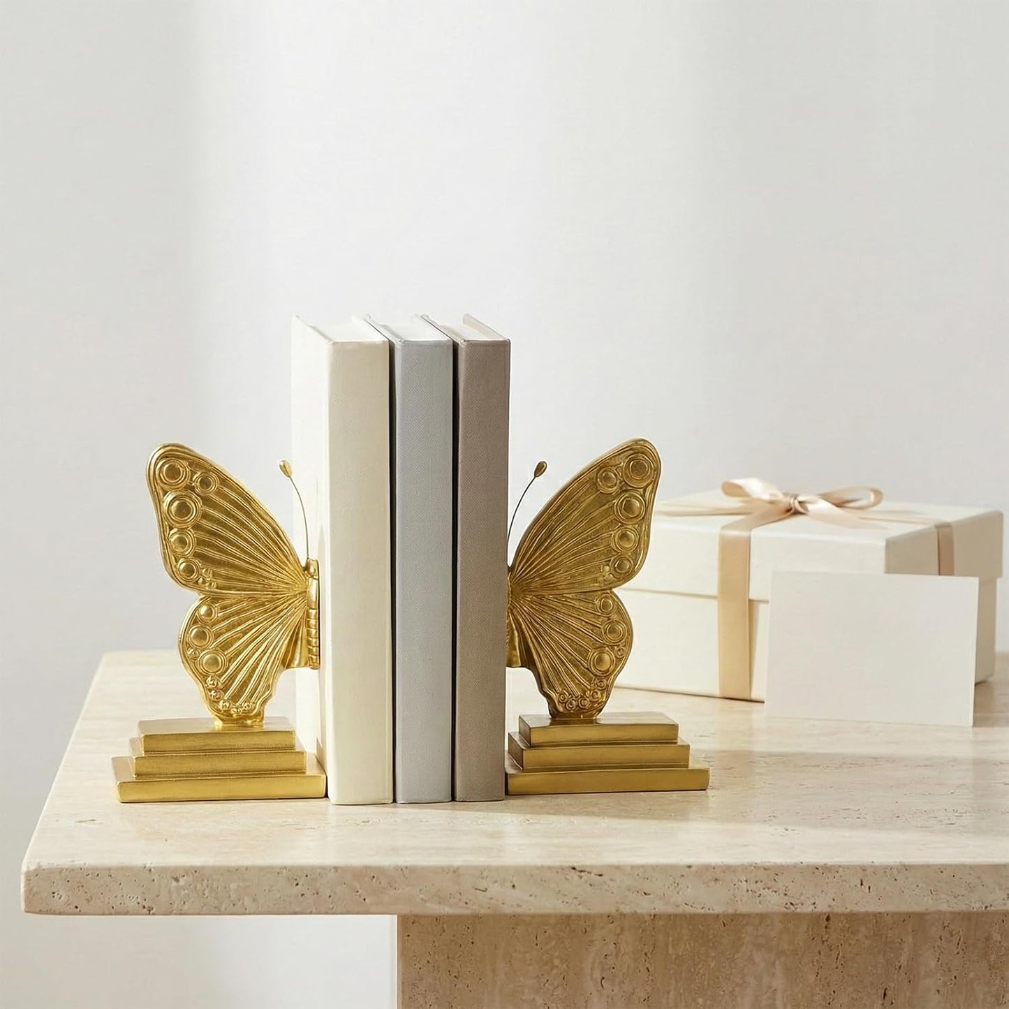 Vintage Gold Butterfly Bookends / Gold Set