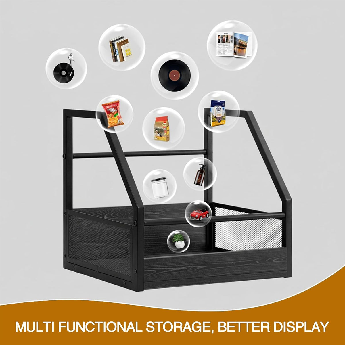 Vinyl Record Storage, 2 Pack Record Holder Wall Mount, Stackable Vinyl Holder for Display, Record Crate, Storage