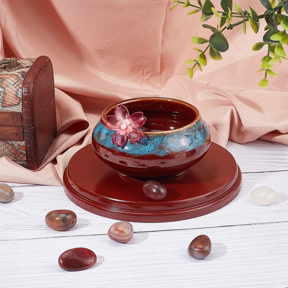 Round Wood Base Wood Display Base for Gemstone Jewellery / Brown / 6 Inch