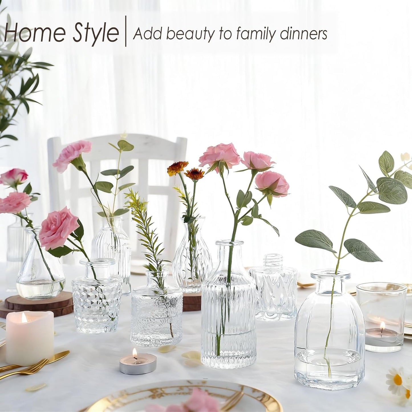 Clear Glass Bud Vases / Standard-clear / Set of 36
