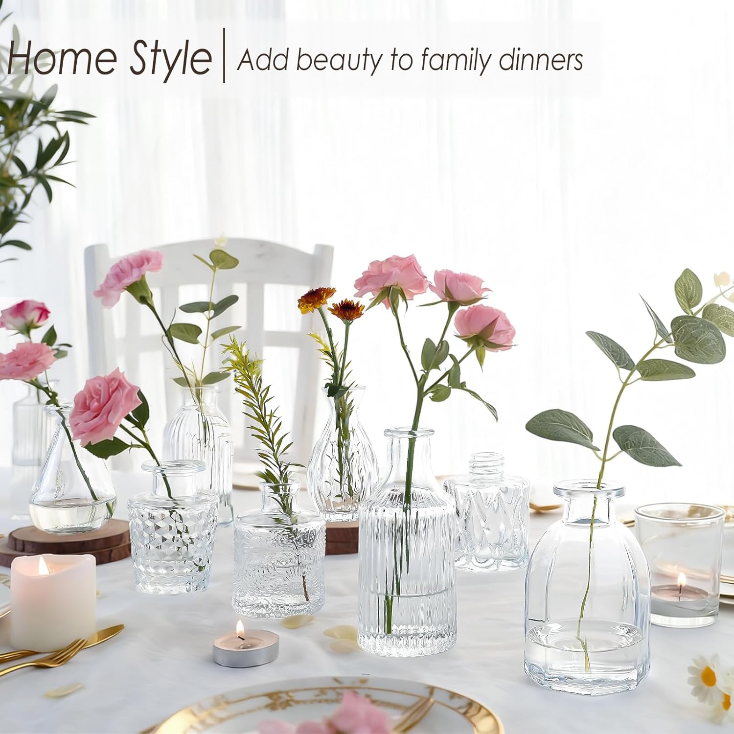 Clear Glass Bud Vases / Standard-clear / Set of 36
