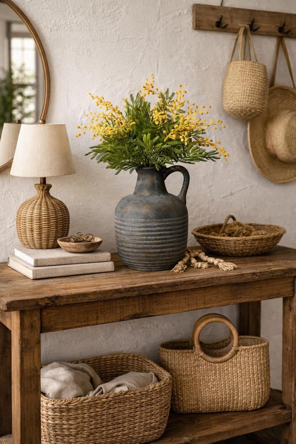 Rustic Ceramic Farmhouse Flower Vase / 19439-black Bronze