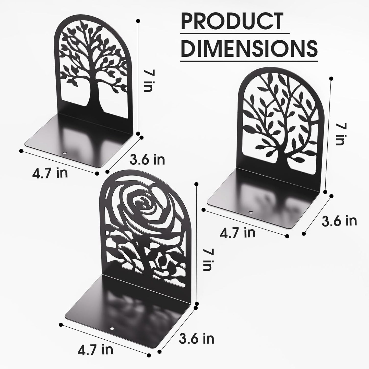 Heavy Duty Bookends / Combination 3 Pairs / 6.89 x 4.89 x 3.54
