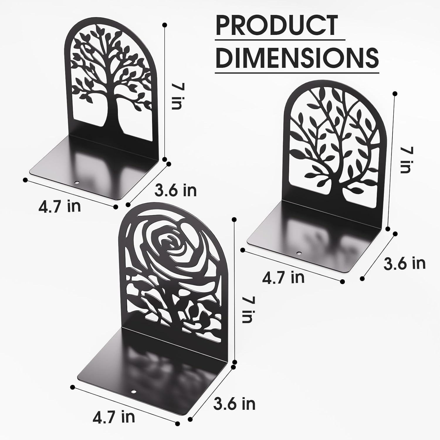 Heavy Duty Bookends / Combination 3 Pairs / 6.89 x 4.89 x 3.54