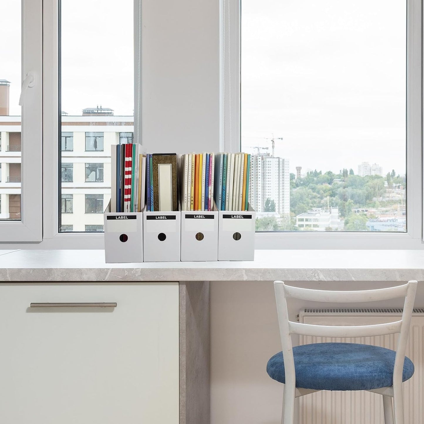 Limitliho 24 Pack White Cardboard Magazine Holder for Desk or Shelves | 10.6''H×10.2'L×3.5''W Magazine File Holder