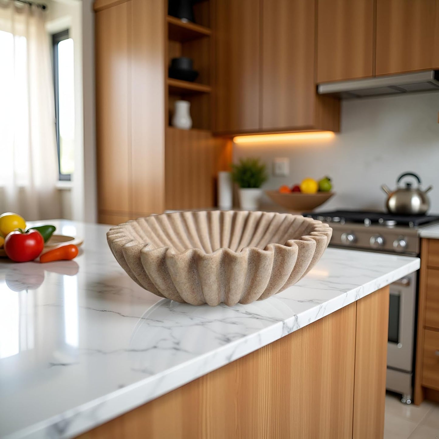 Scalloped Bowls for Modern Home Decor / Beige / 10inch