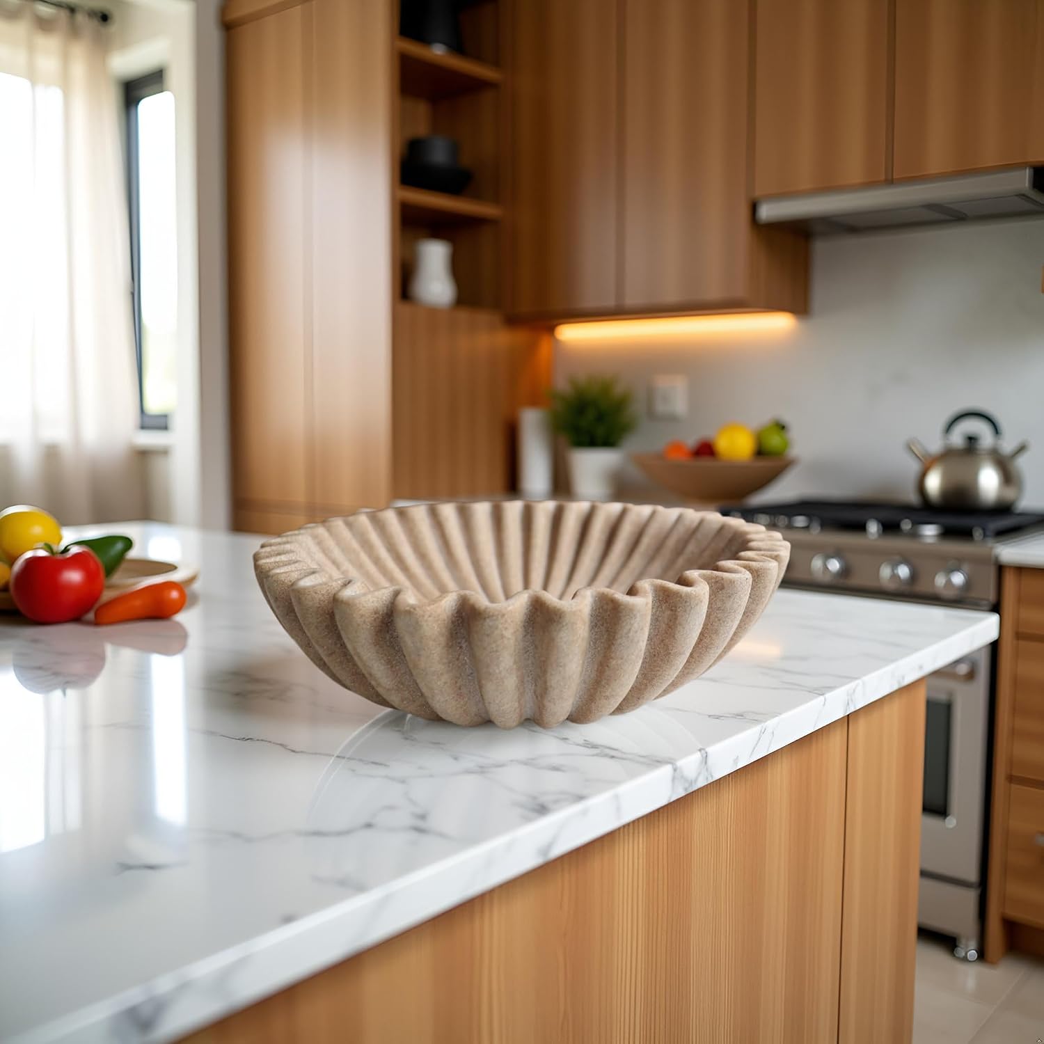 Scalloped Bowls for Modern Home Decor / Beige / 10inch