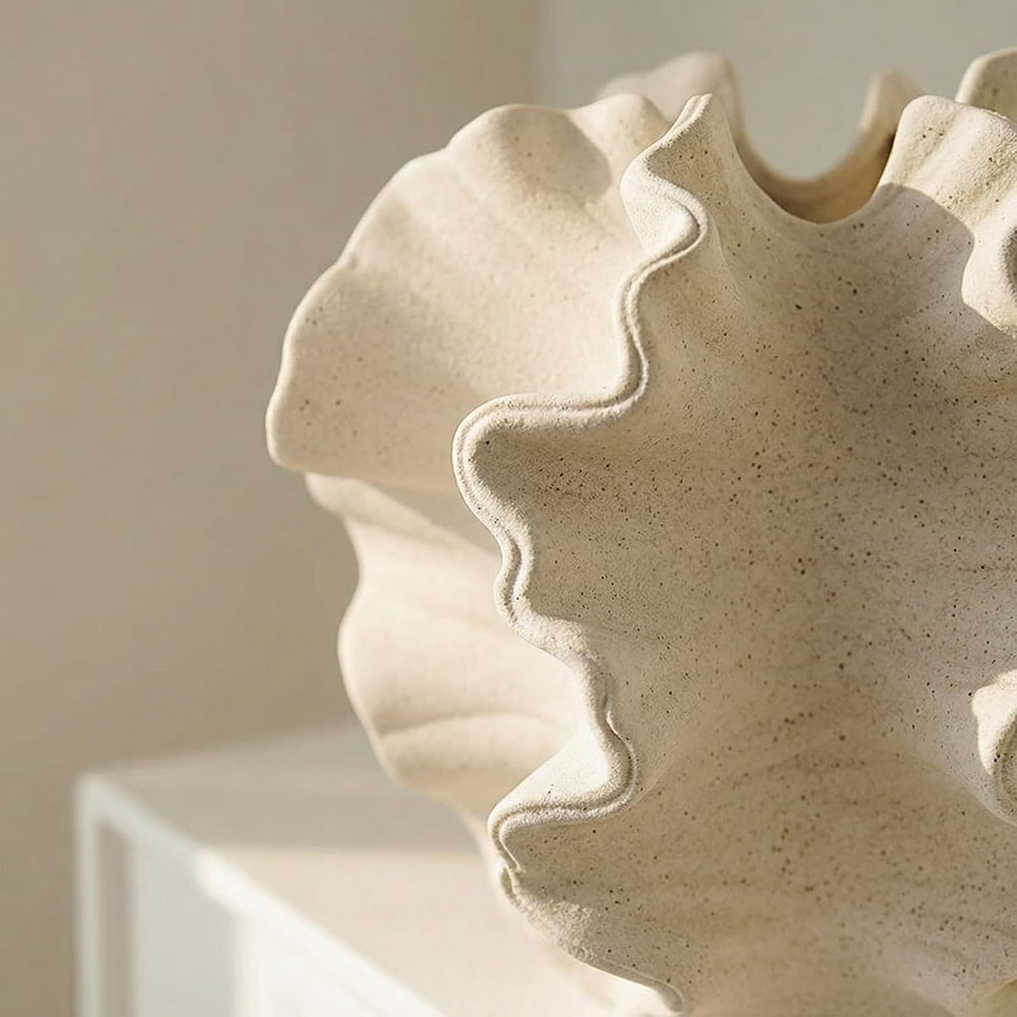 Ceramic Vase / Coral Design Decorative Vase for Pampas Grass Dried Flowers / Cream