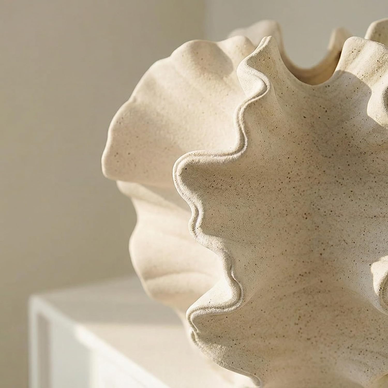 Ceramic Vase / Coral Design Decorative Vase for Pampas Grass Dried Flowers / Cream