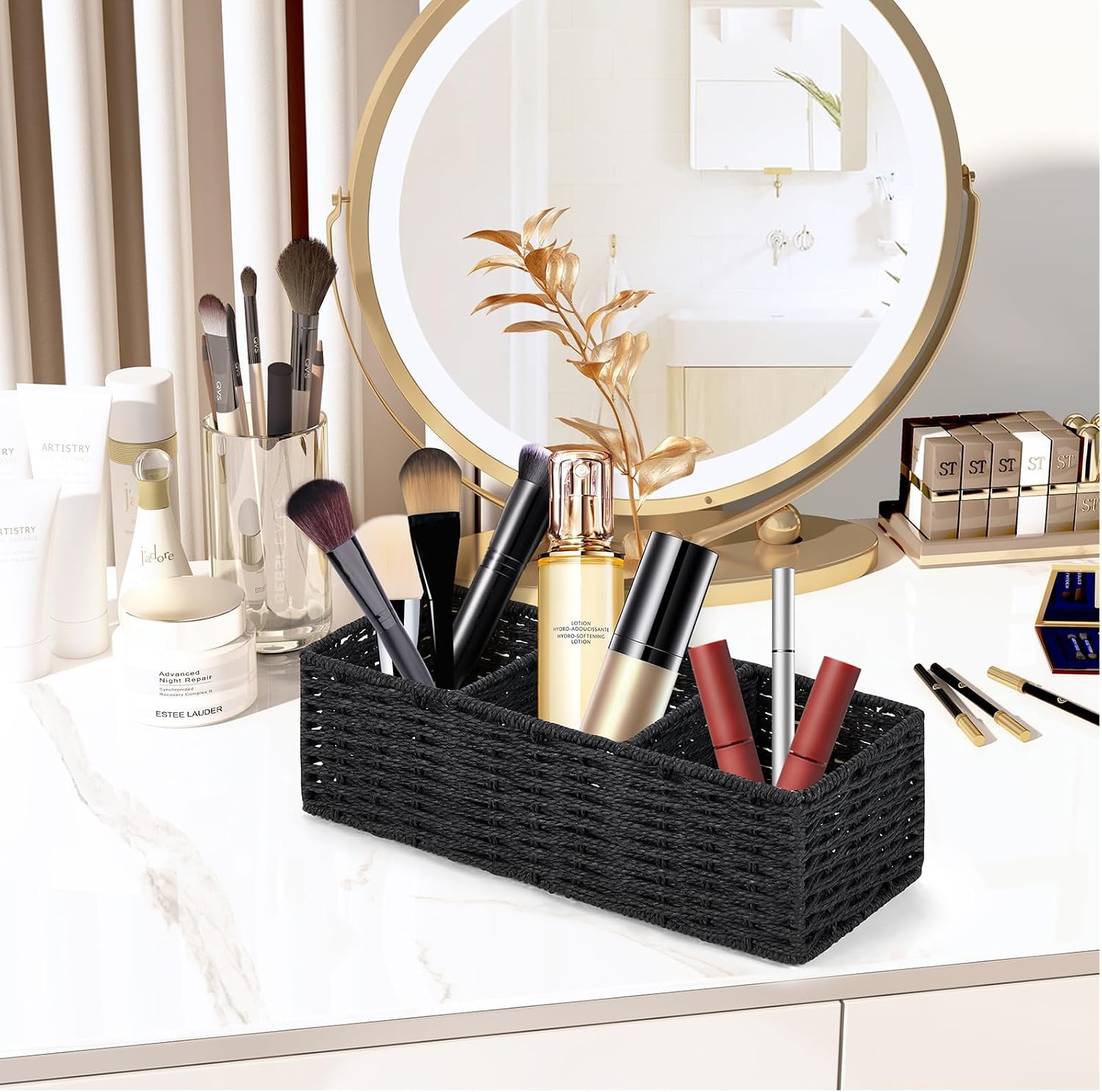 Paper Rope Bathroom Baskets / Black