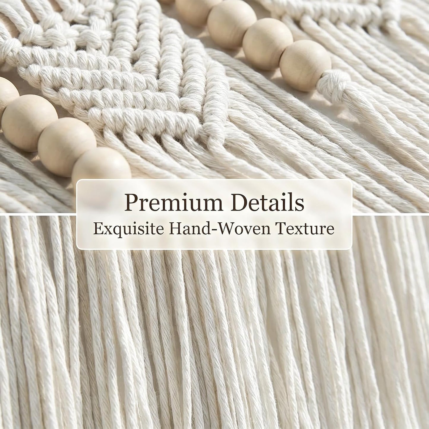Wooden Beads Cotton Rope Bohemian / Beige