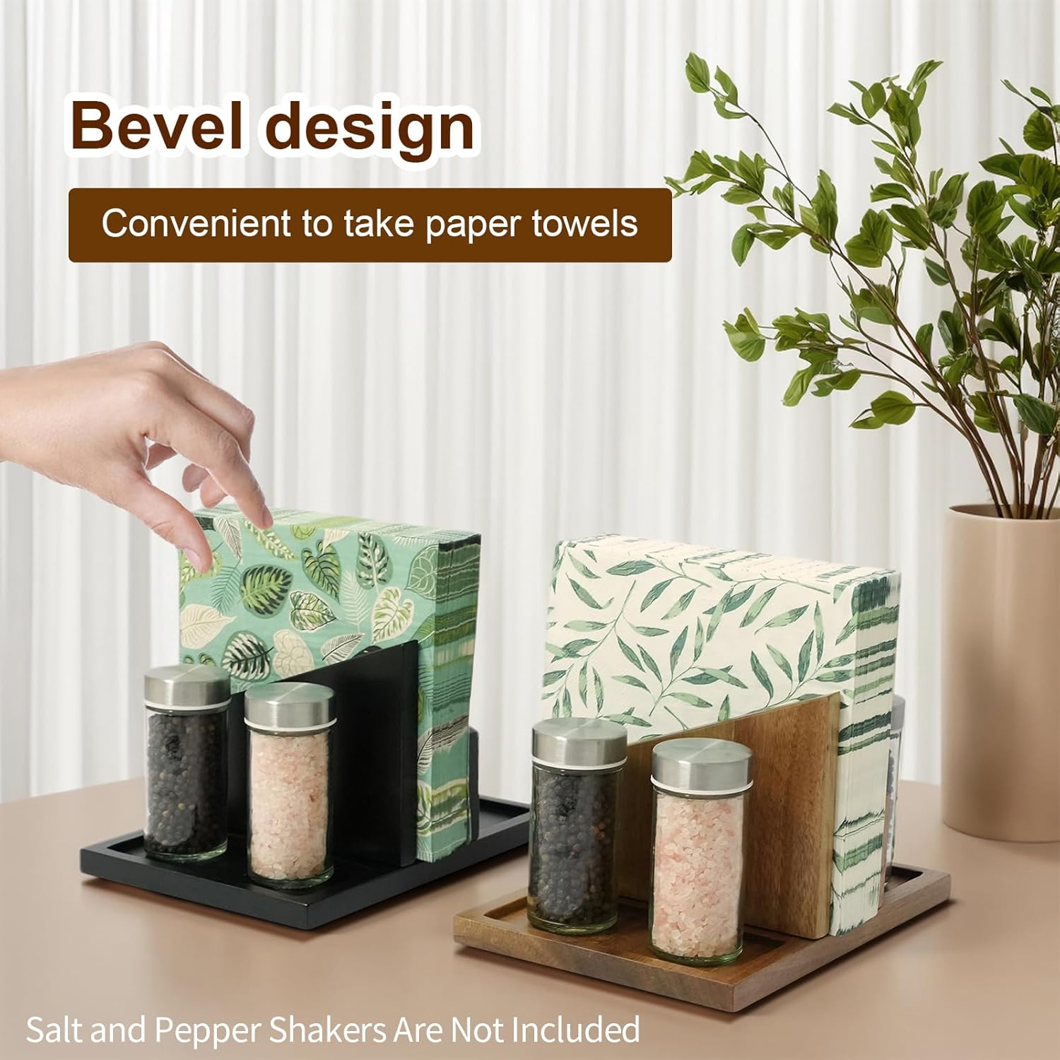 Wooden Napkin Holder Rotating Napkin Dispenser / Natural