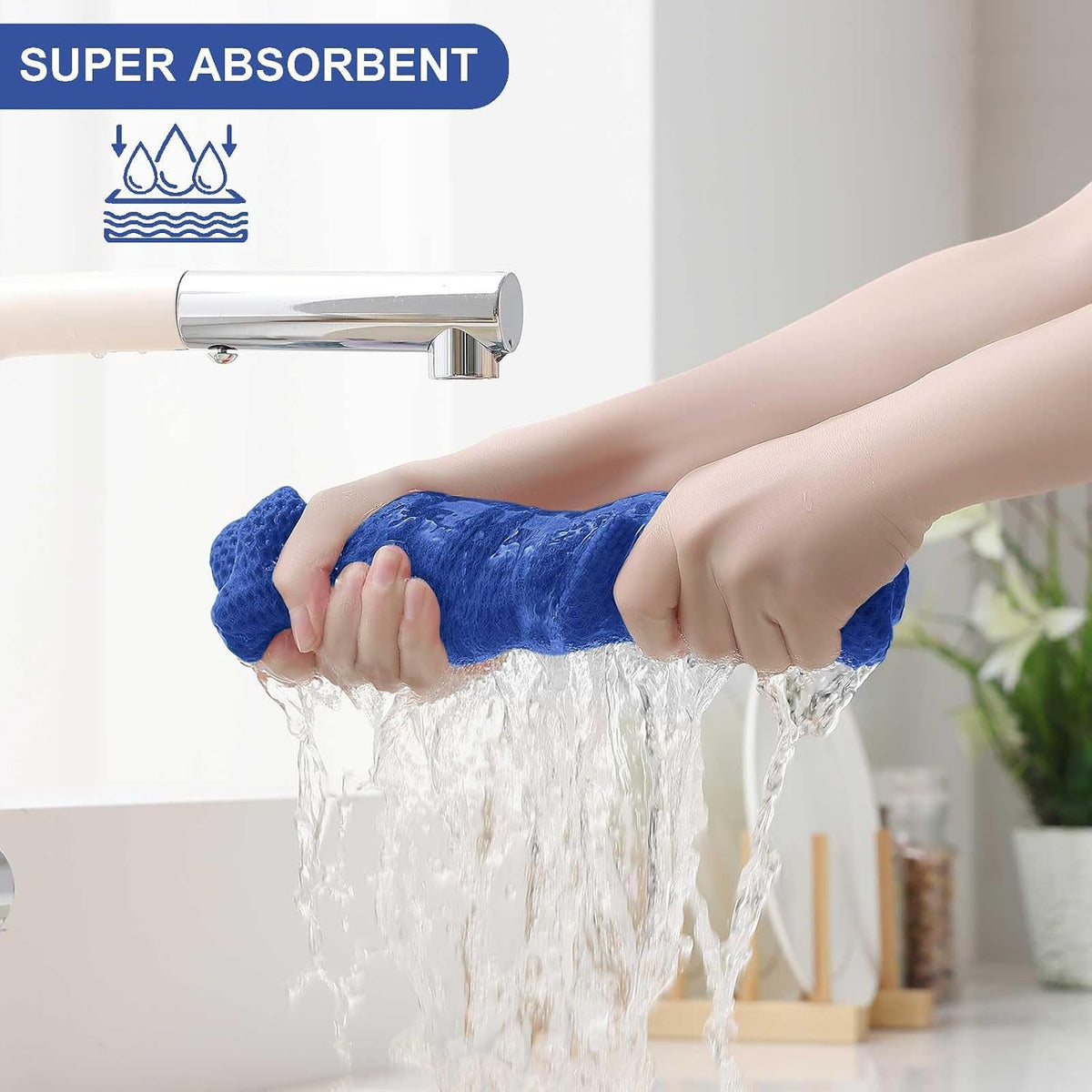 Homaxy 10 Pack 100% Cotton Kitchen Towels and Dishcloths Set, Blueberry | 12 x 12 Inches and 13 x 28 Inches Kitchen