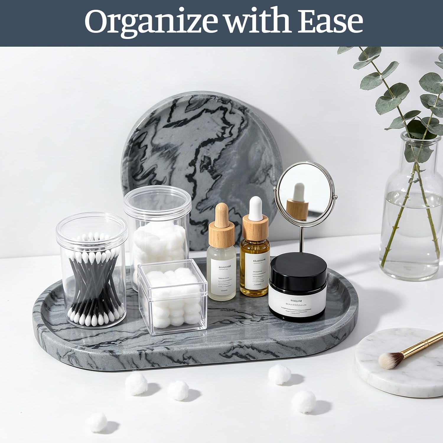 Candles / Natural Marble Tray / Elephant Grey / 12 x 6 x 0.8