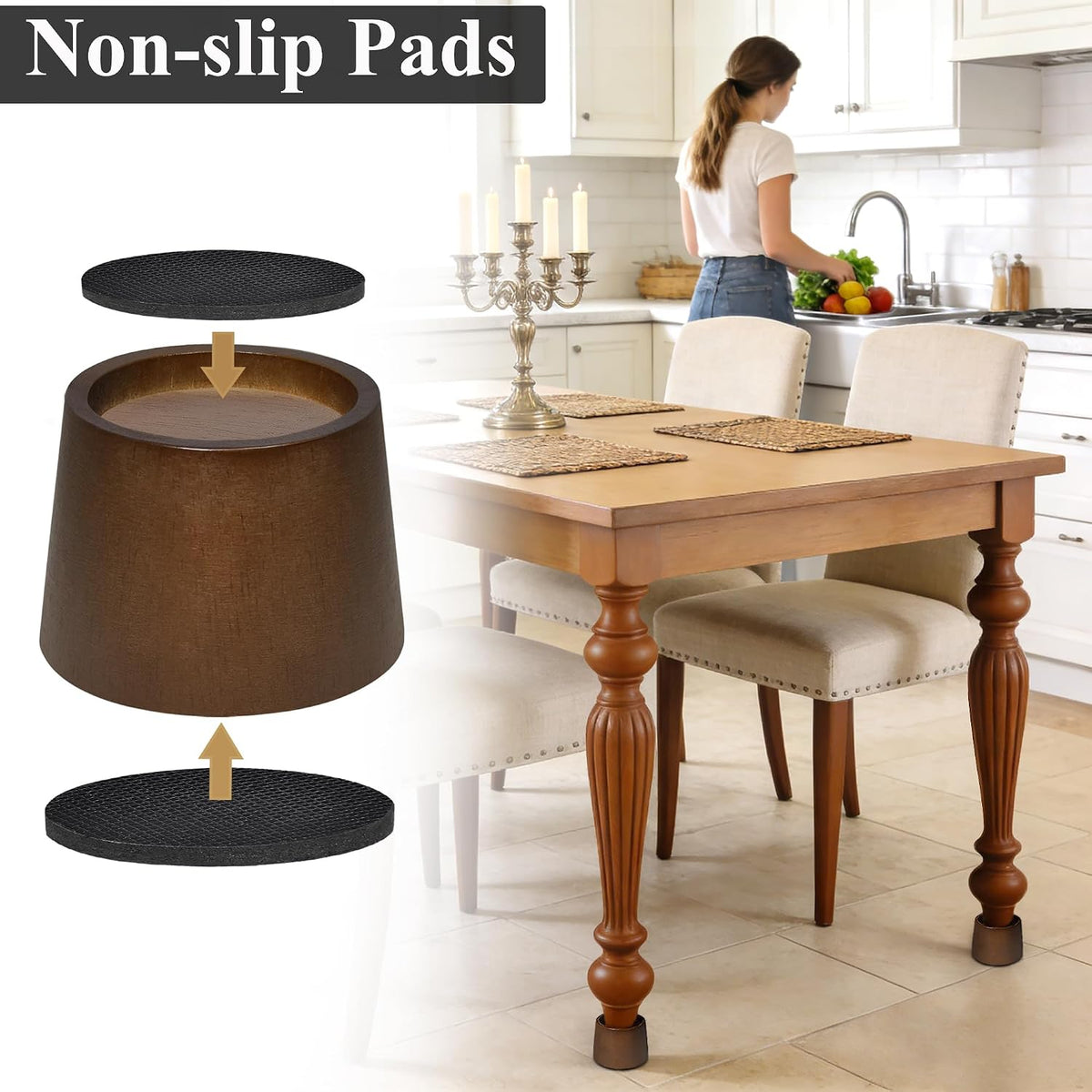 Wood Bed Risers (2 inch Round 4pcs)