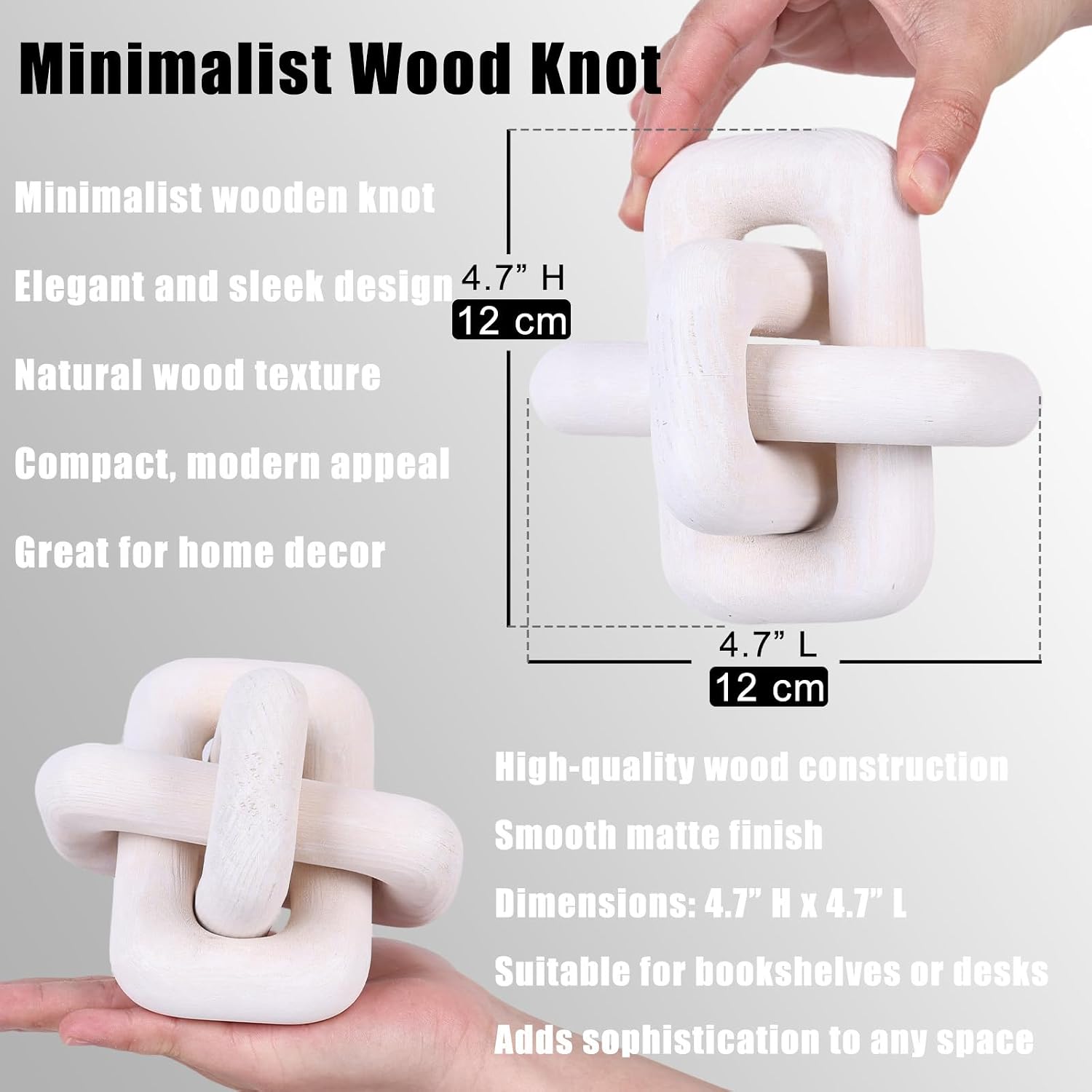 Wooden Knot Decoration Bohemian Decoration Hand-Carved Knot Autumn Winter Home Decor / White