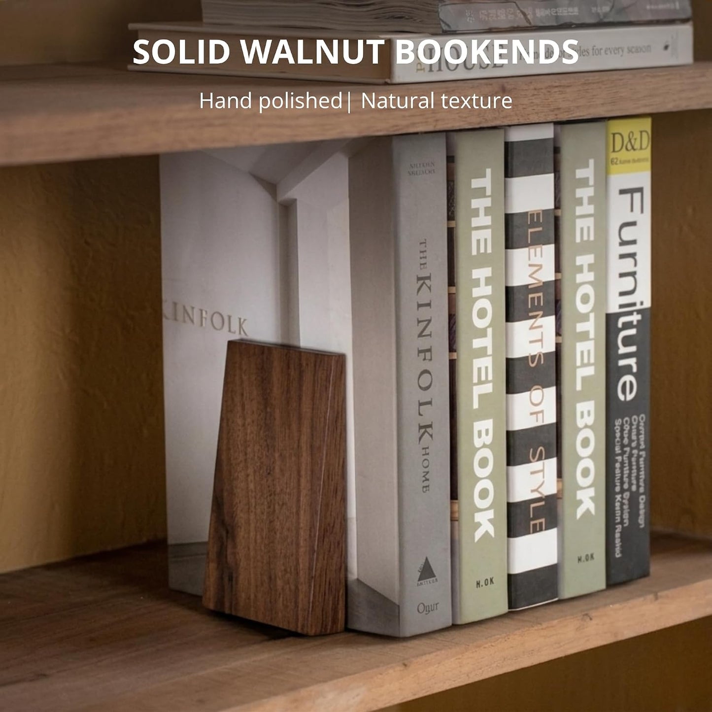 Thickened Wooden Bookends for Heavy Books / Walnut Wood