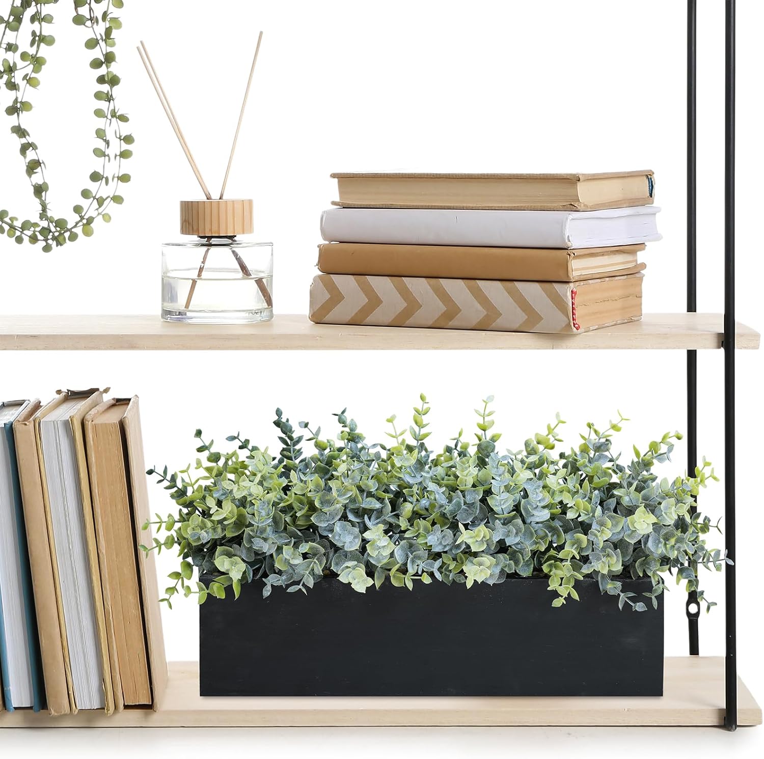 14" Artificial Eucalyptus Arrangement Faux Eucalyptus Plants in Black / Eucalyptus In Black