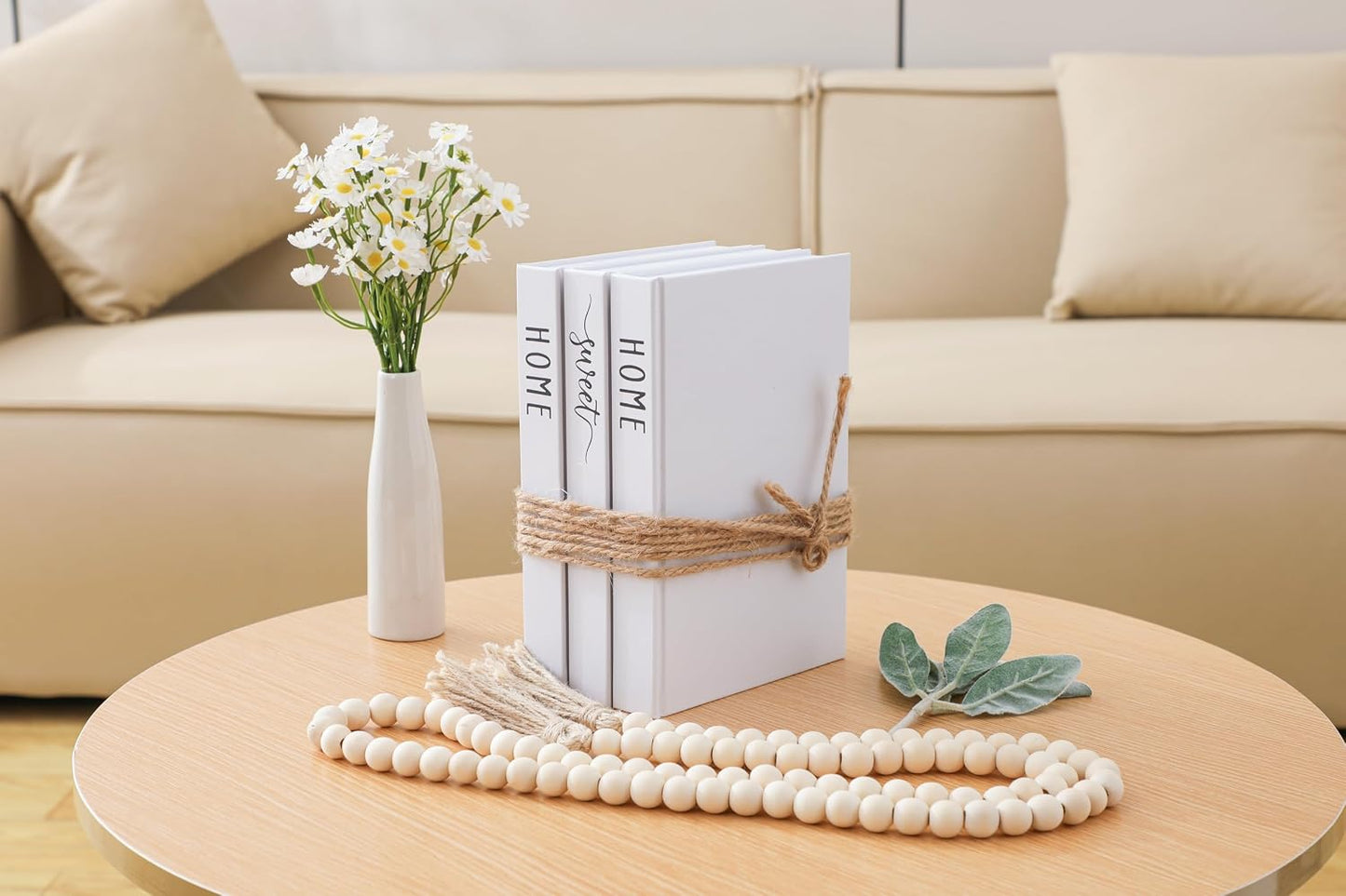 White Decorative Faux Books for Farmhouse & Living Room Decor / White - Hardcover