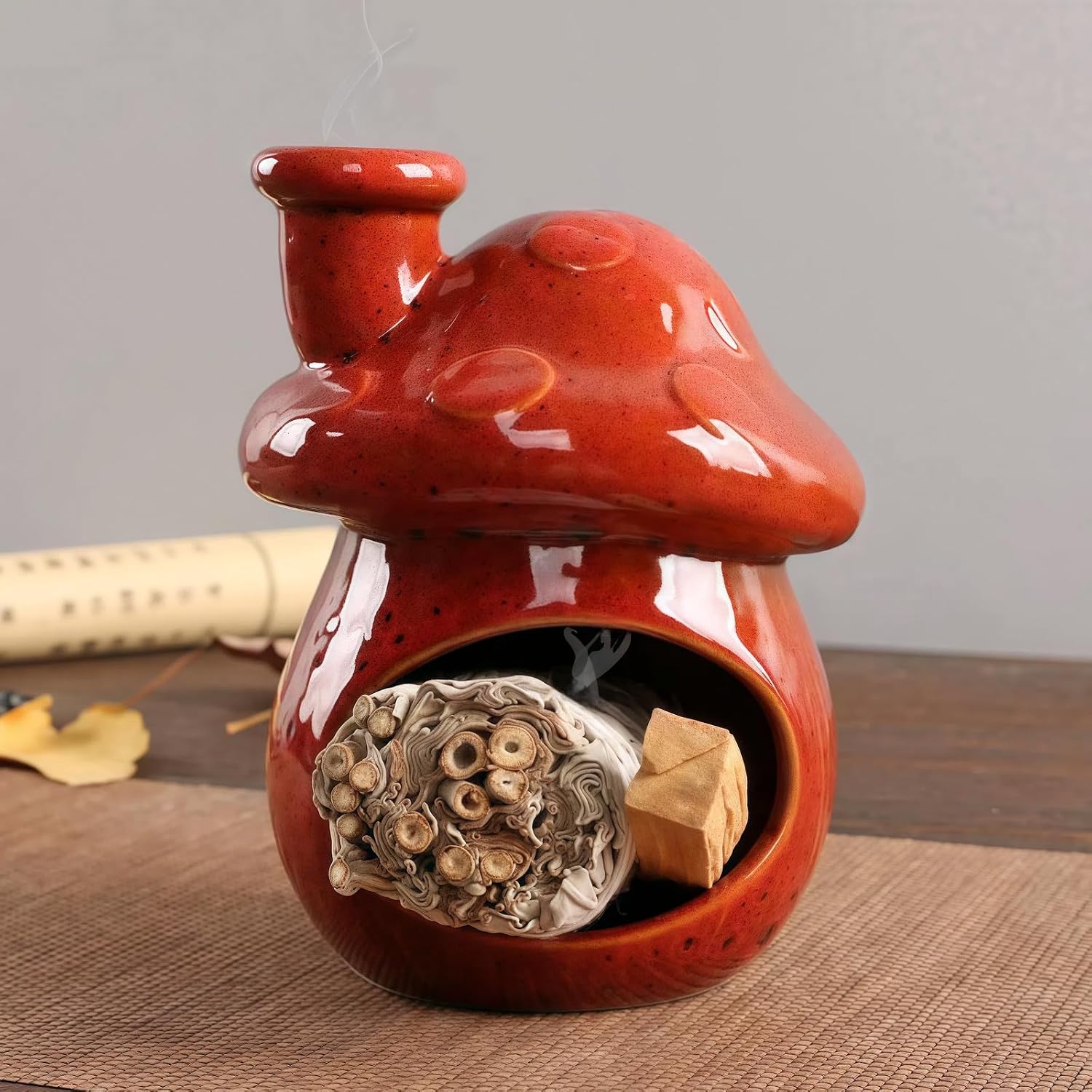 Ceramic Palo Santo Holder / Yellowish-white