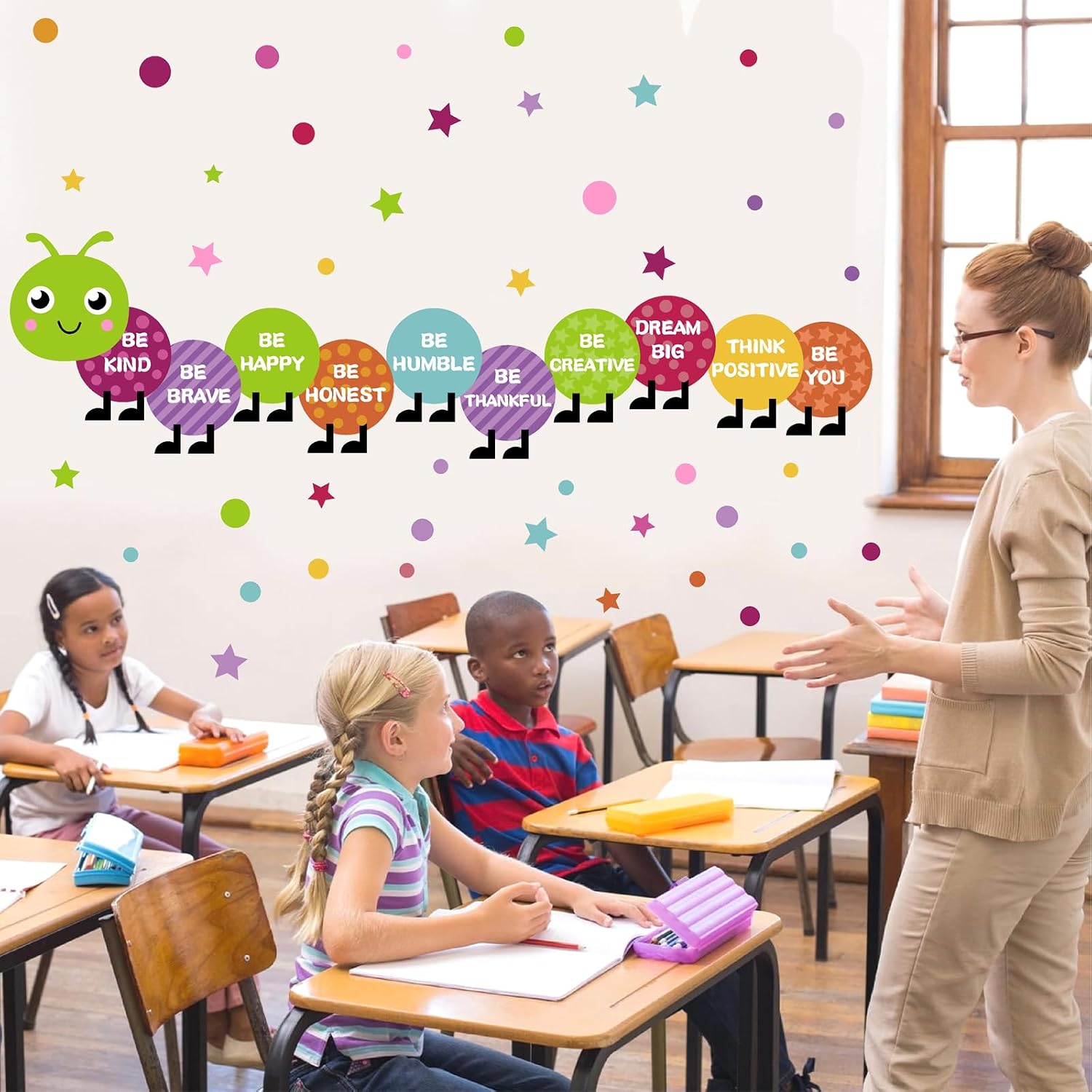 Kids Playroom Wall Decals Inspirational Wall Stickers Colorful Nursery Walls Decal Polka / Purple