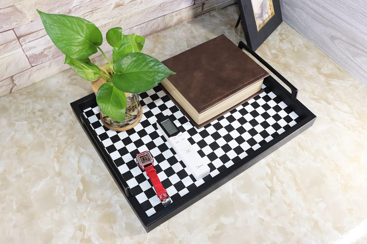 Food Service Tray / Black/white Checkerboard / 16.5 x 12.6
