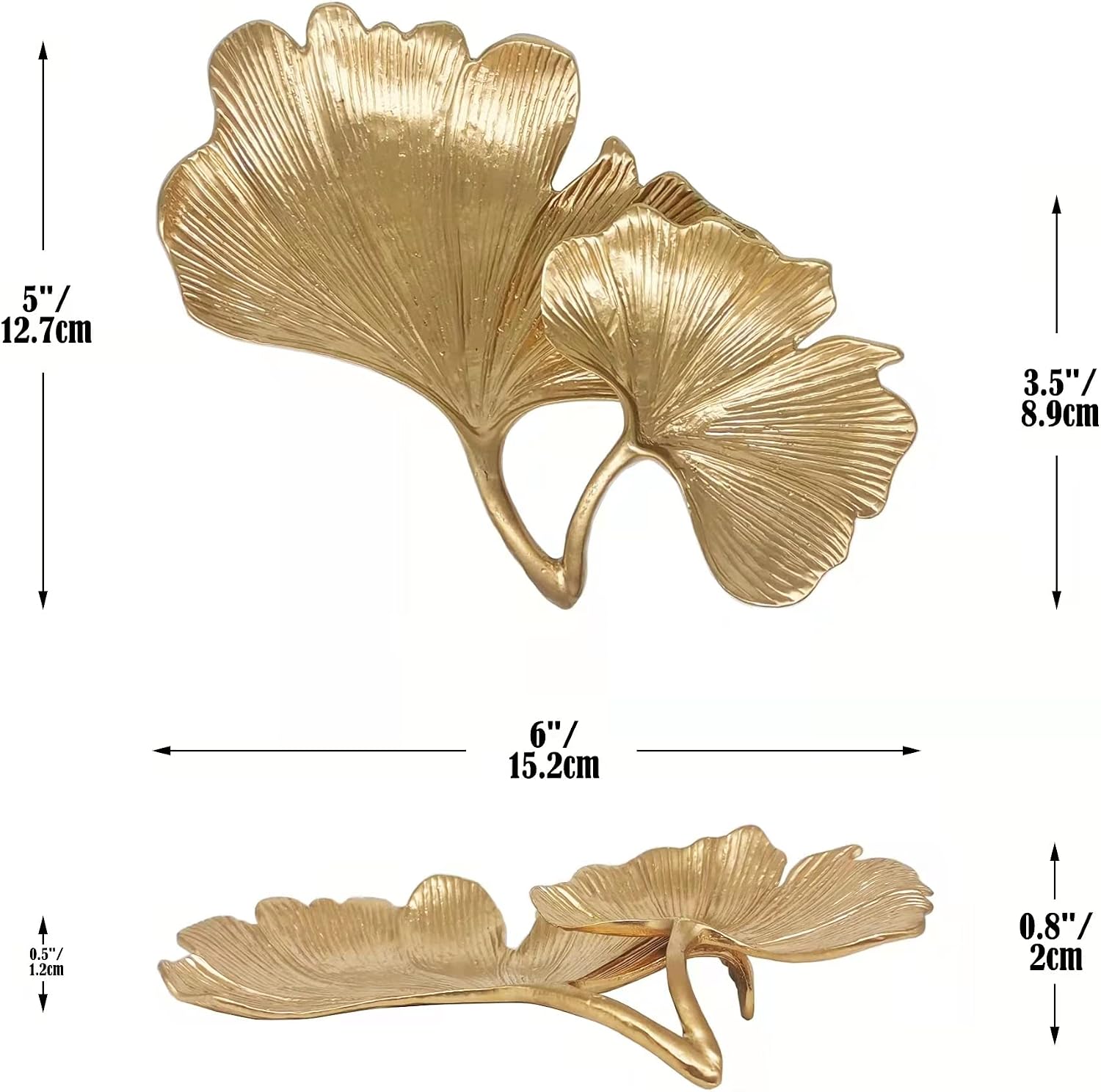 Trinket Dish Vanity Tray for Dresser Christmas / 2-tier Ginkgo-gold