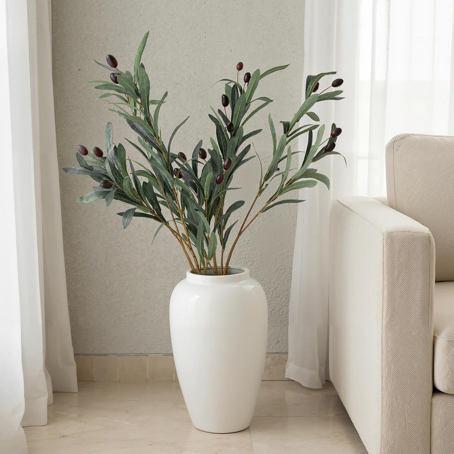 Faux Olive Branches for Vase / 27 Inch / Set of 4