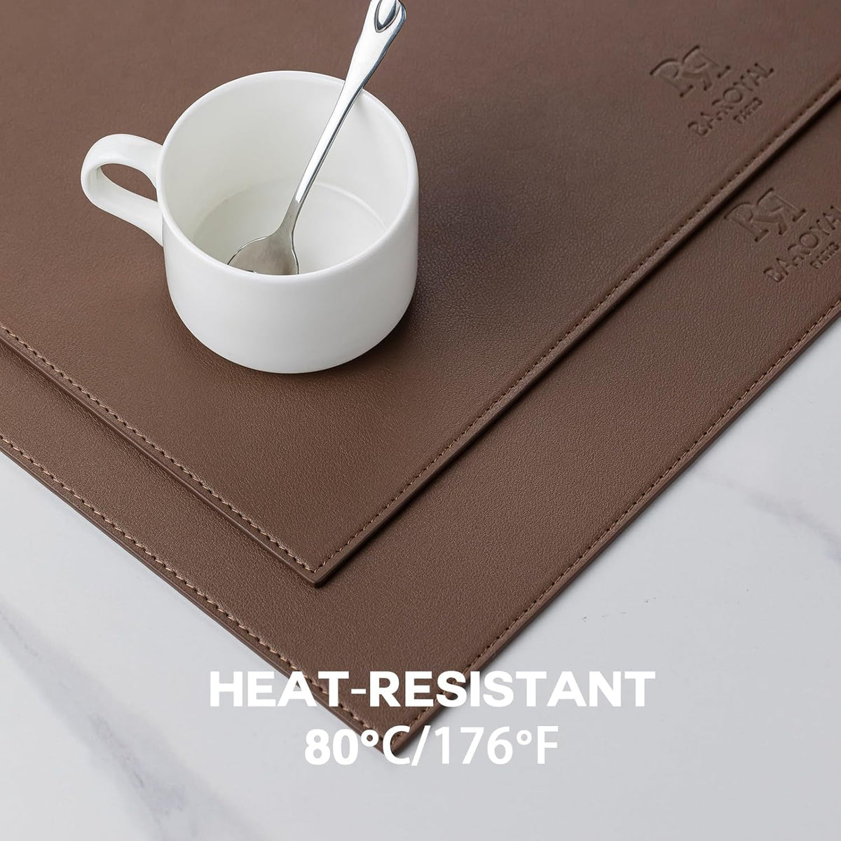 Baroyal Faux Leather Placemats Set of 12 Vinyl Washable Wipeable Table Mats for Kitchen Dining Table Heat Resistant