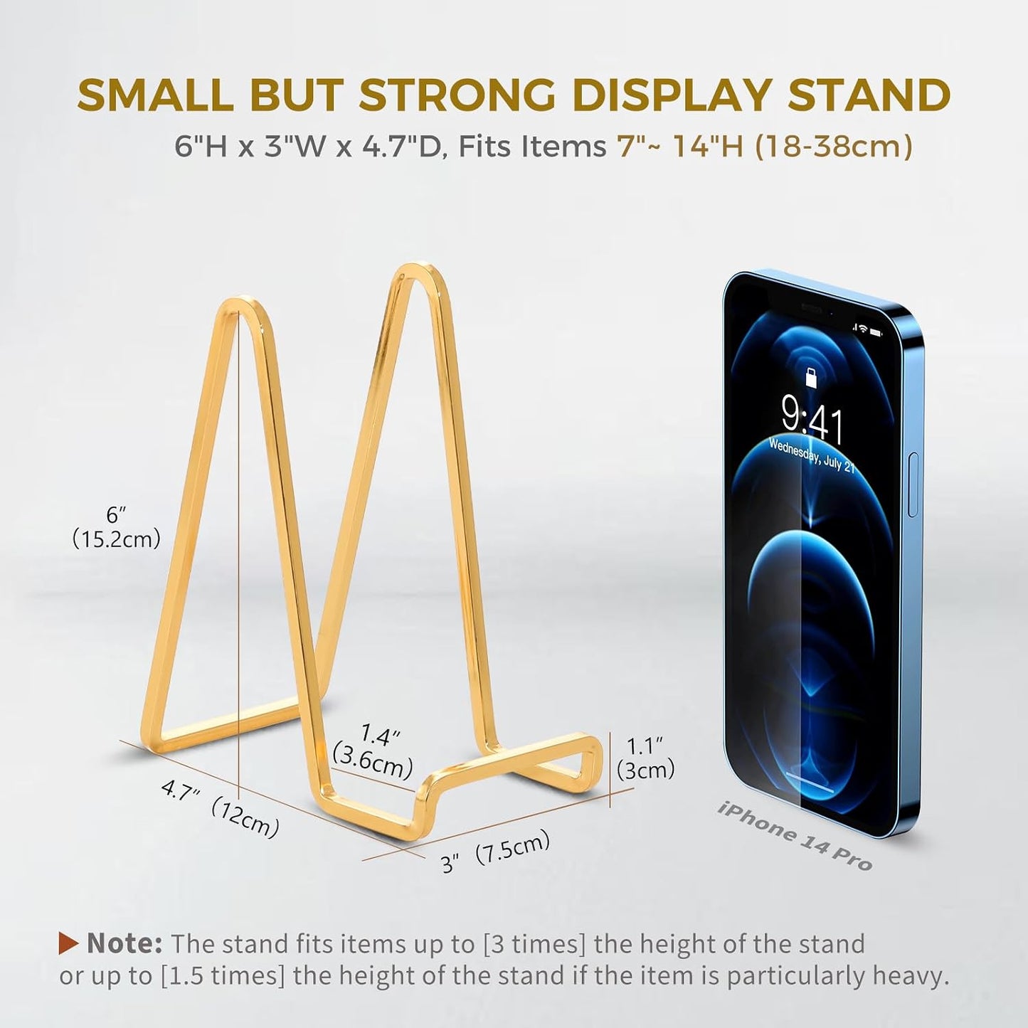 Metal Plate Stands for Display / Gold-6 Inch / 6 Inch / Set of 3