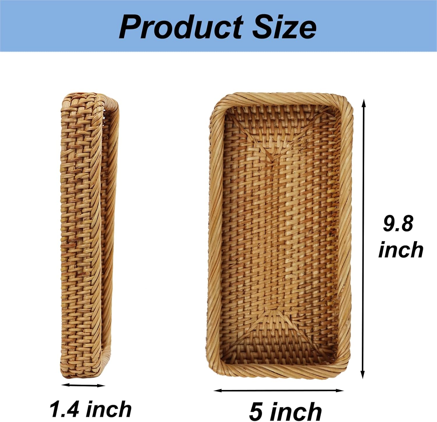 Wicker Toilet Tank Basket / Natural / 9.8 x 5 x 1.4