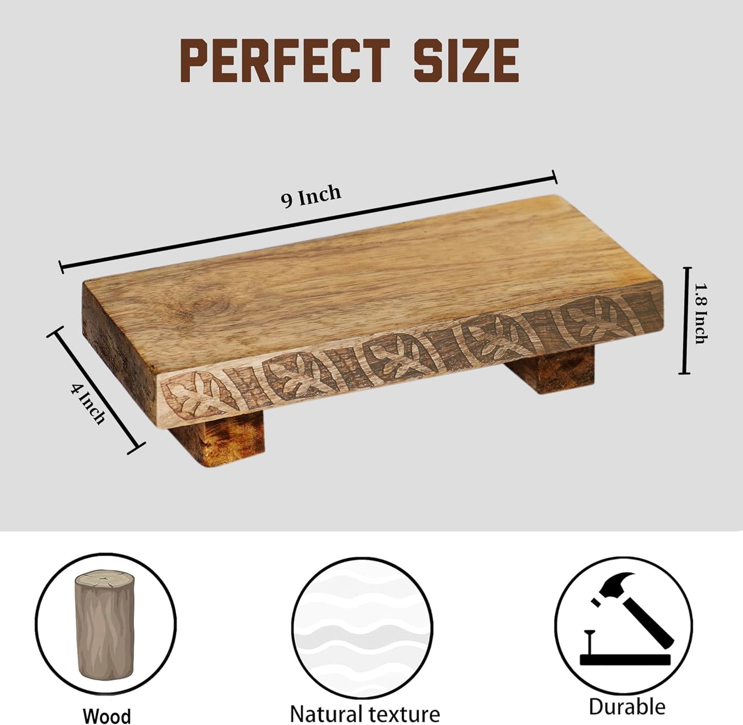 Small Wood Pedestal Stand / Brown / 9 x 4