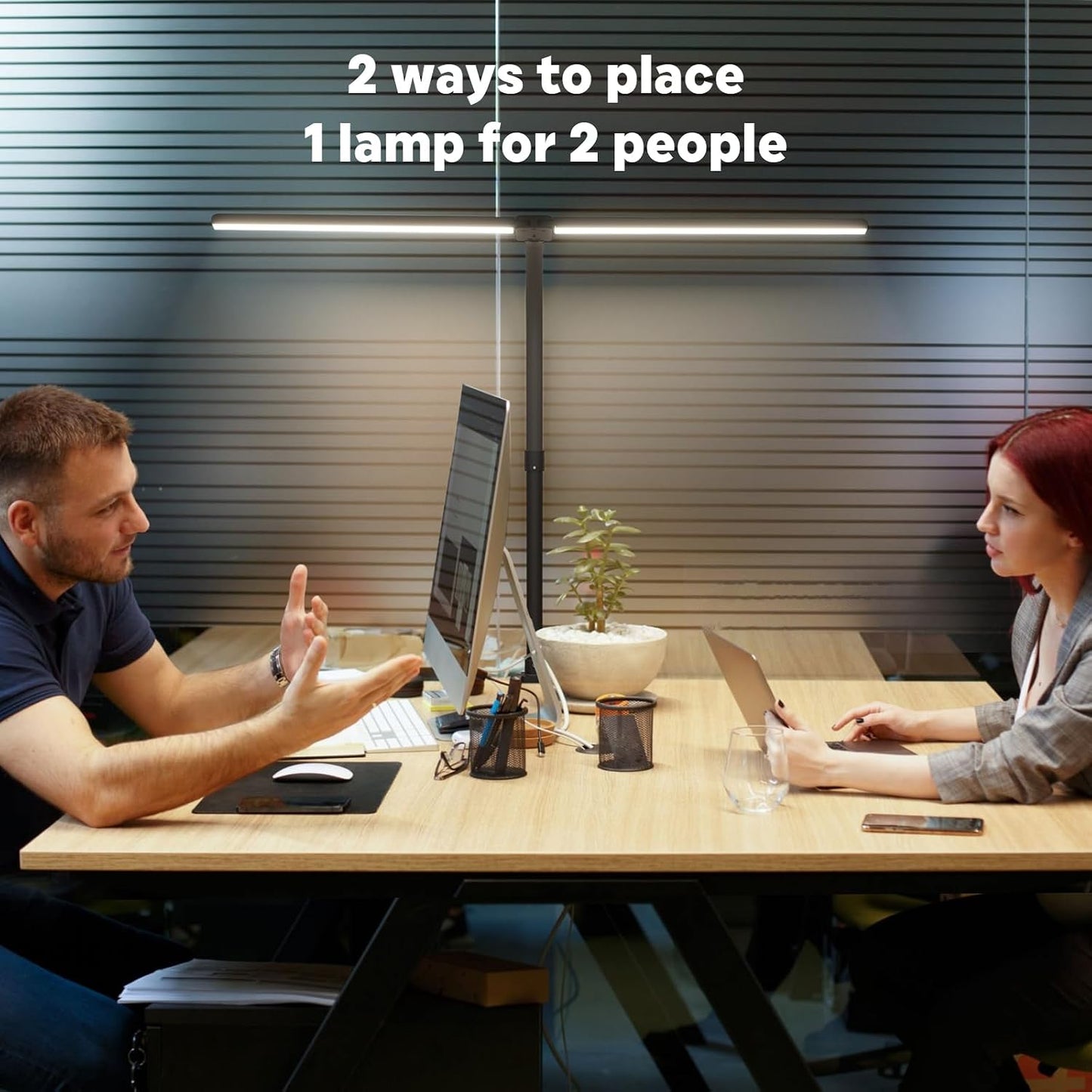 LED Desk Lamp for Home Office, 24W Computer Desk Light with Remote Control, Bright Table Lamp with Clamp Dimmable Tall