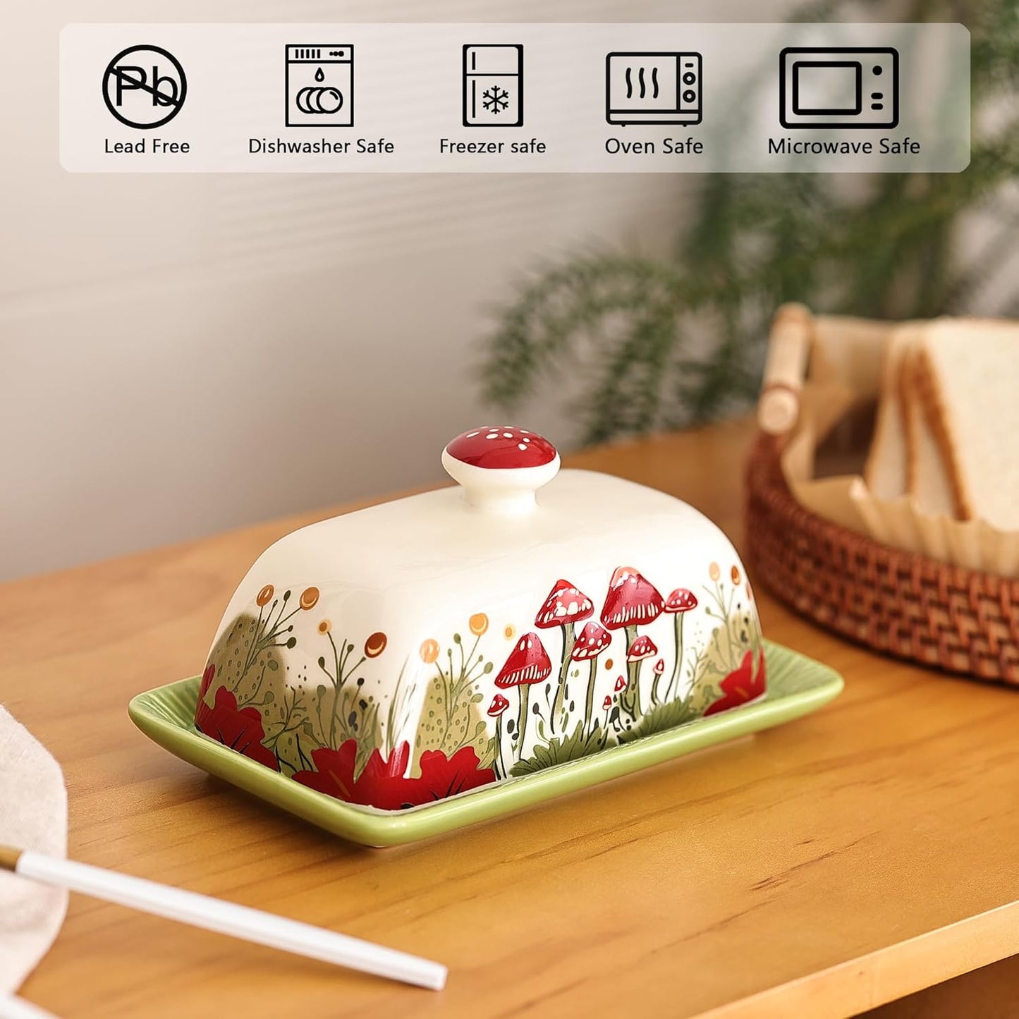 Vintage French Covered Tray / ['white', 'red', 'green'] / Standard